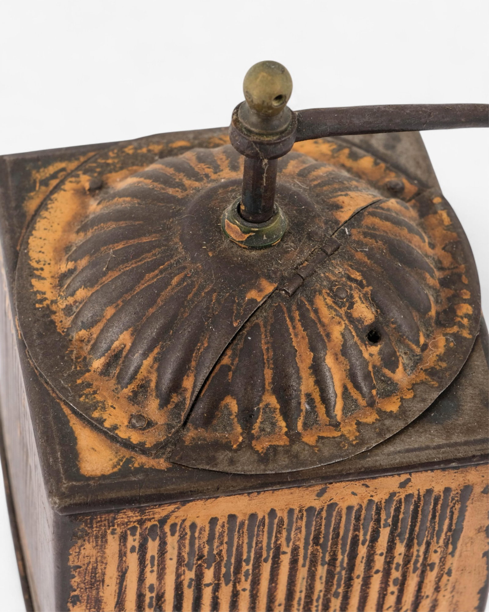 No Reserve- Antique Tin Coffee Grinder with Ribbed Design circa 1900 - 3