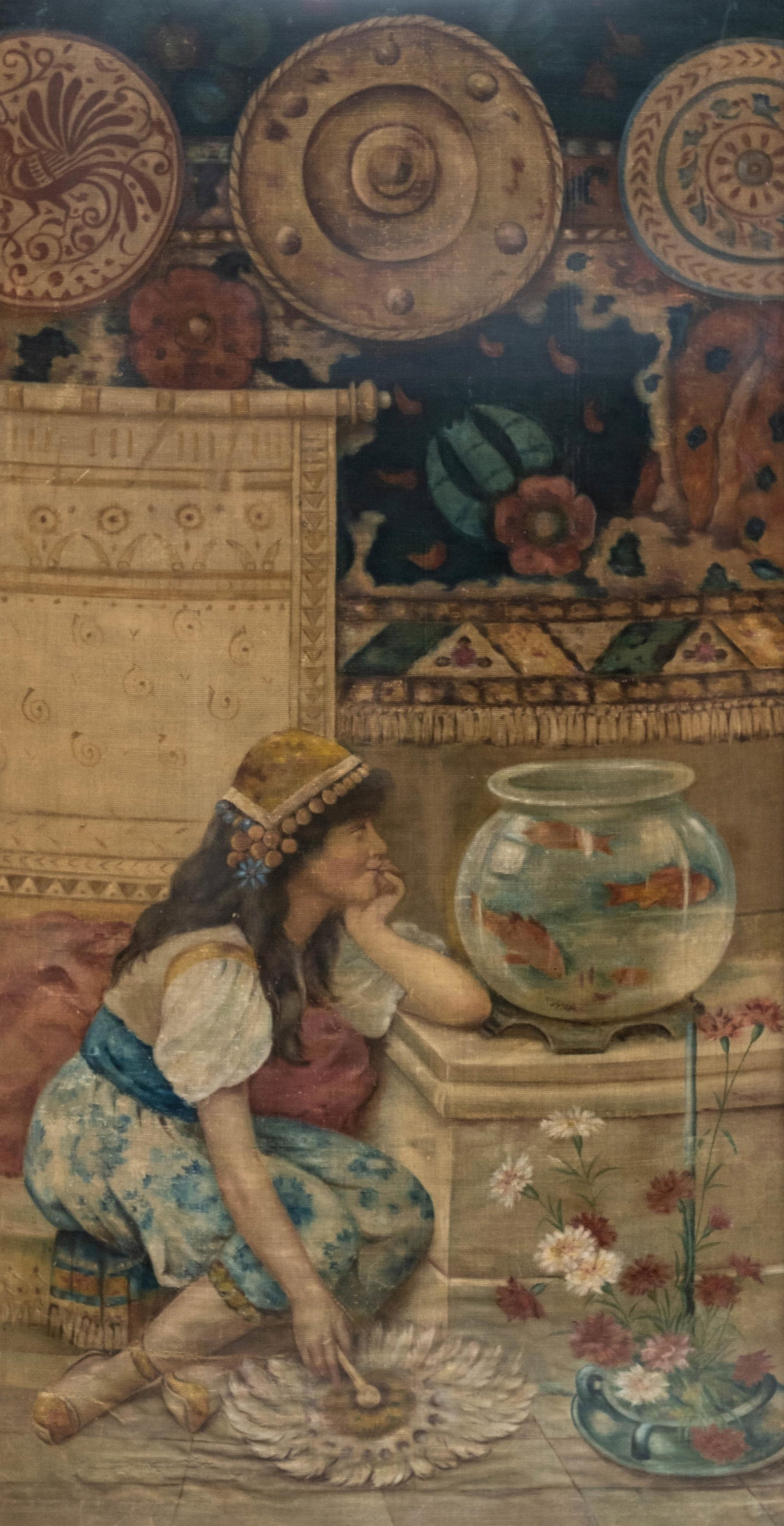 No Reserve- William Stephen Coleman (after) British Orientalist Goldfish Bowl 80-in Painting (1 of 10)