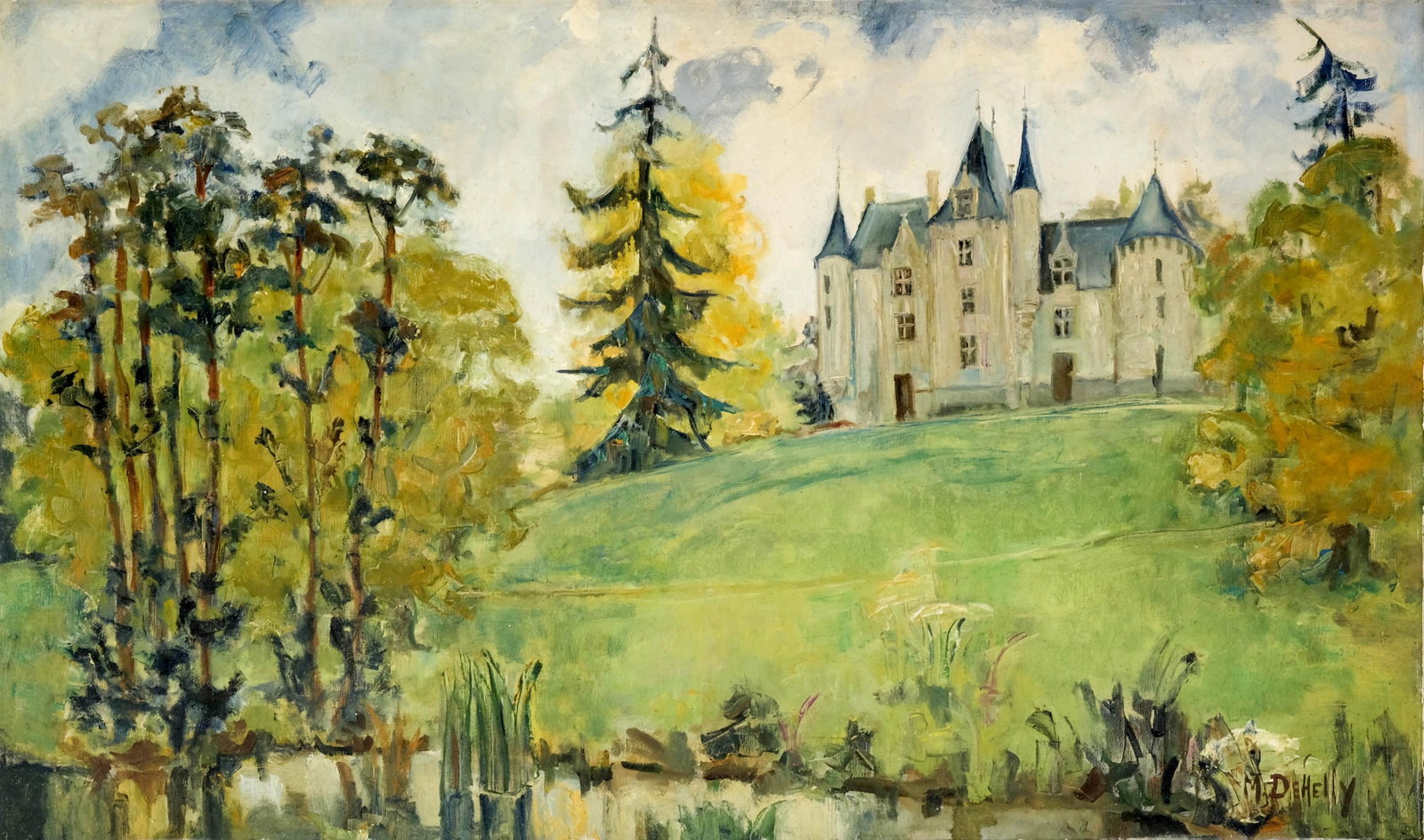 No Reserve- Signed Dehelly French Landscape Oil on Canvas Painting, 20th Century (1 of 14)