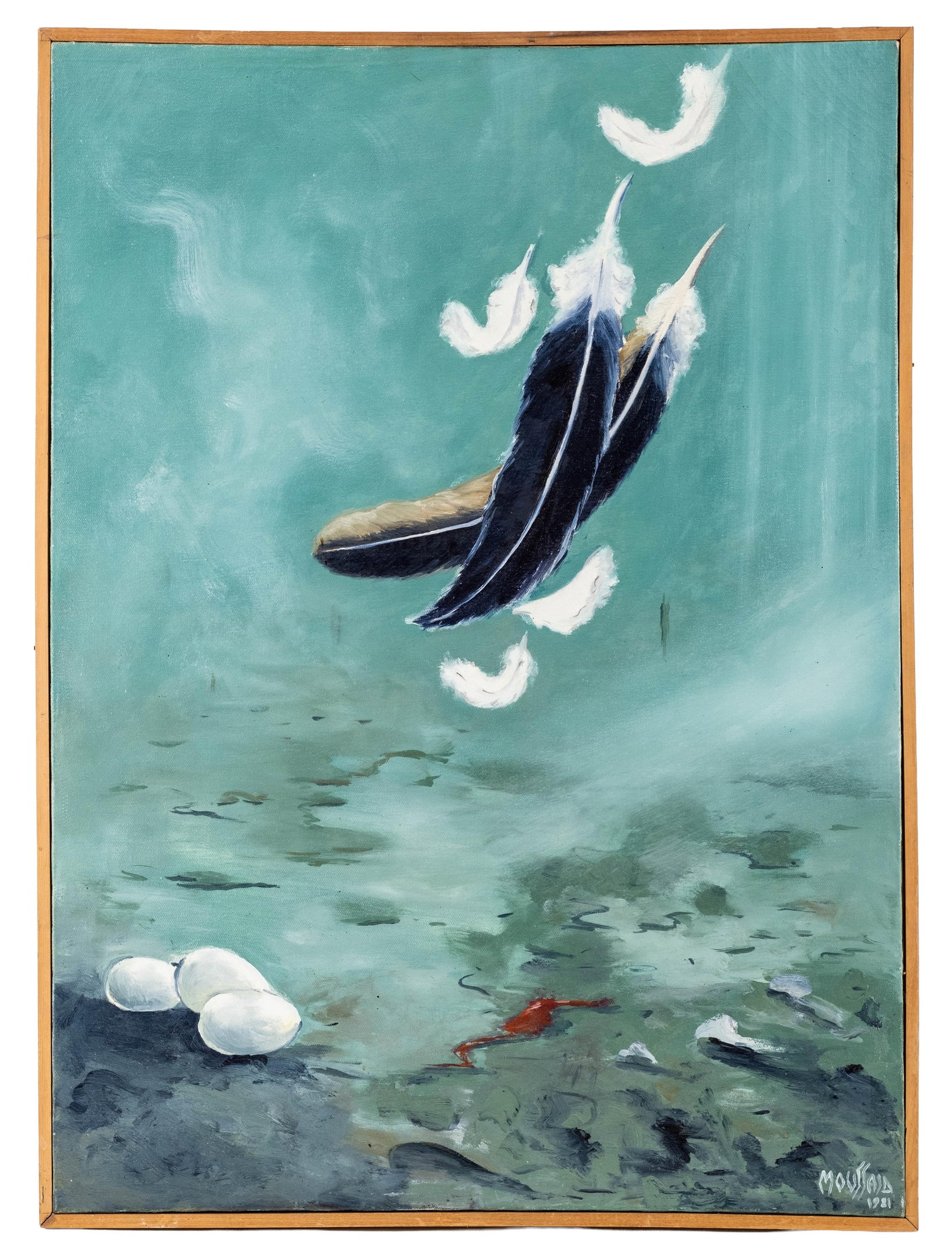 No Reserve- Moussaid Signed 35-inch Oil Painting, 1981 - 3