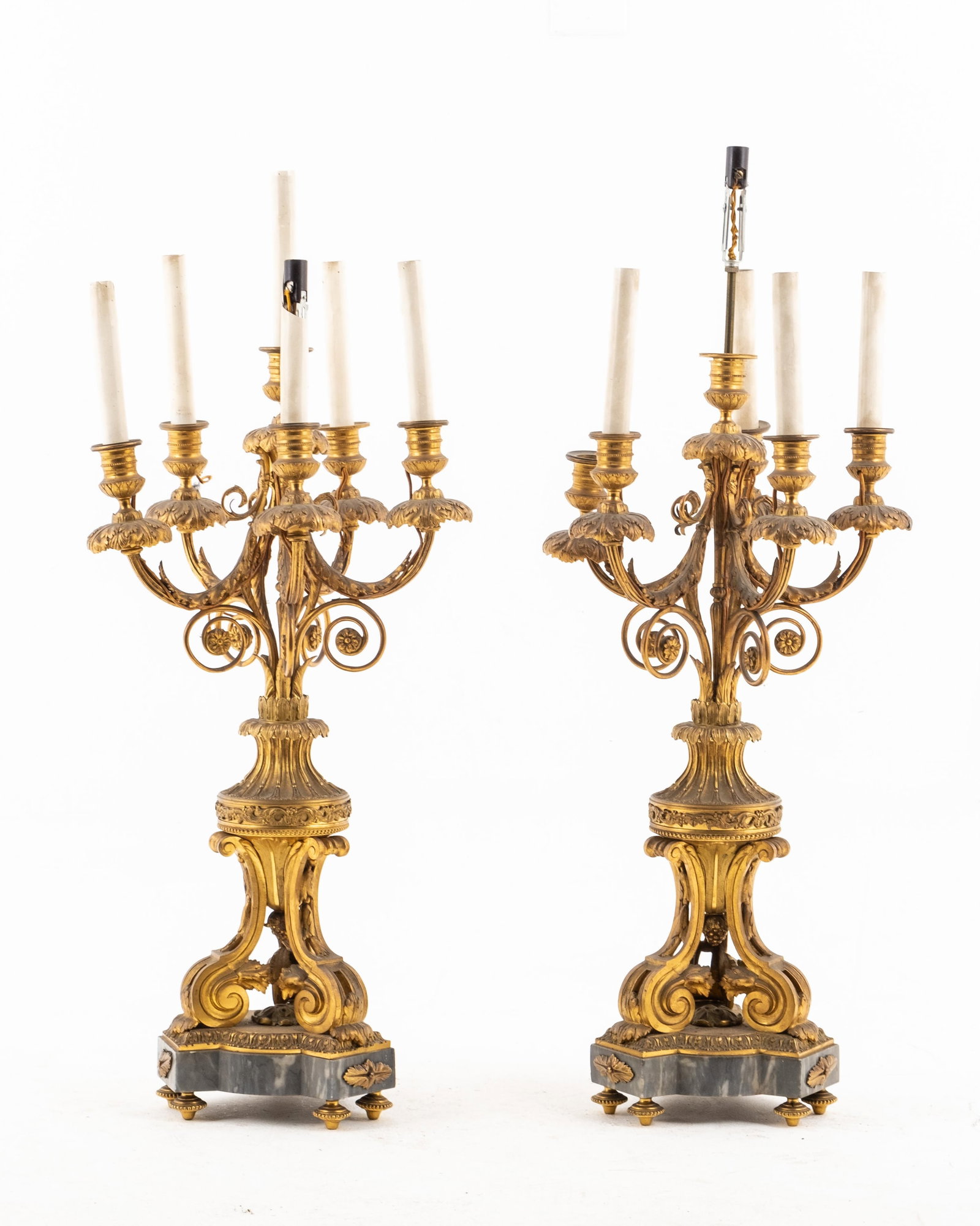 No Reserve- Pair of Tall French Bronze Candelabras, 19th Century - 12