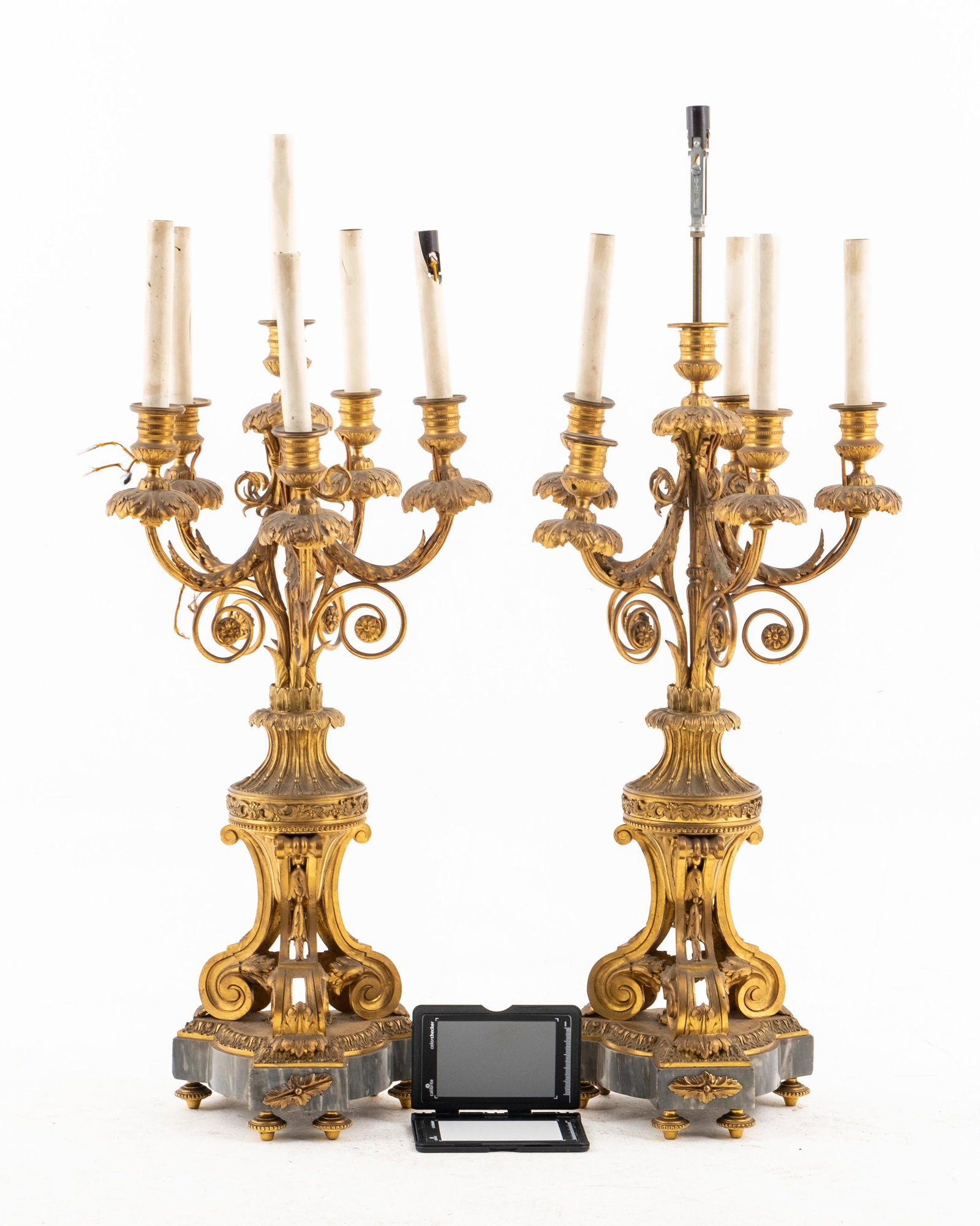 No Reserve- Pair of Tall French Bronze Candelabras, 19th Century - 16