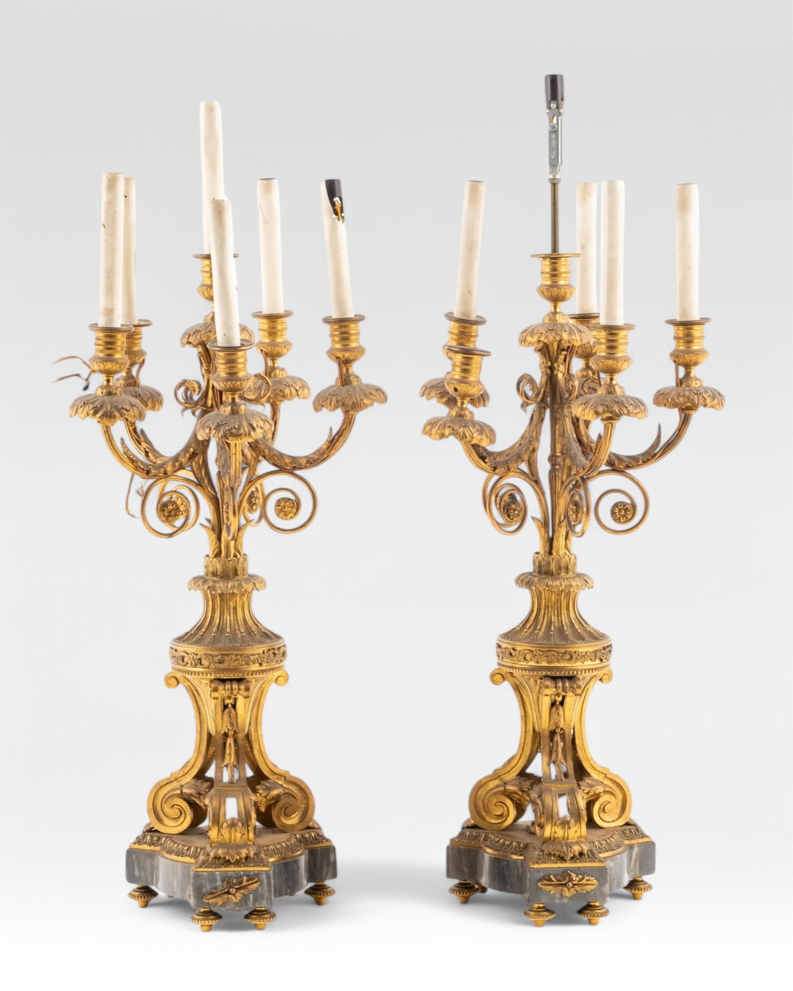 No Reserve- Pair of Tall French Bronze Candelabras, 19th Century (1 of 16)