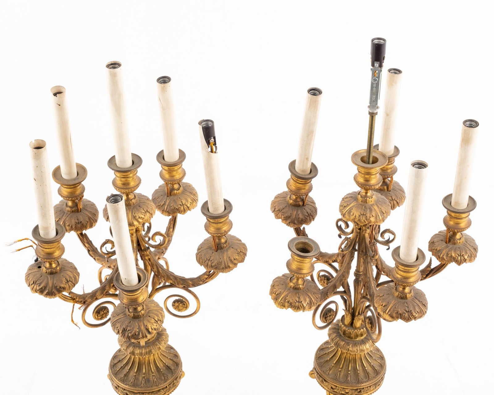 No Reserve- Pair of Tall French Bronze Candelabras, 19th Century - 3
