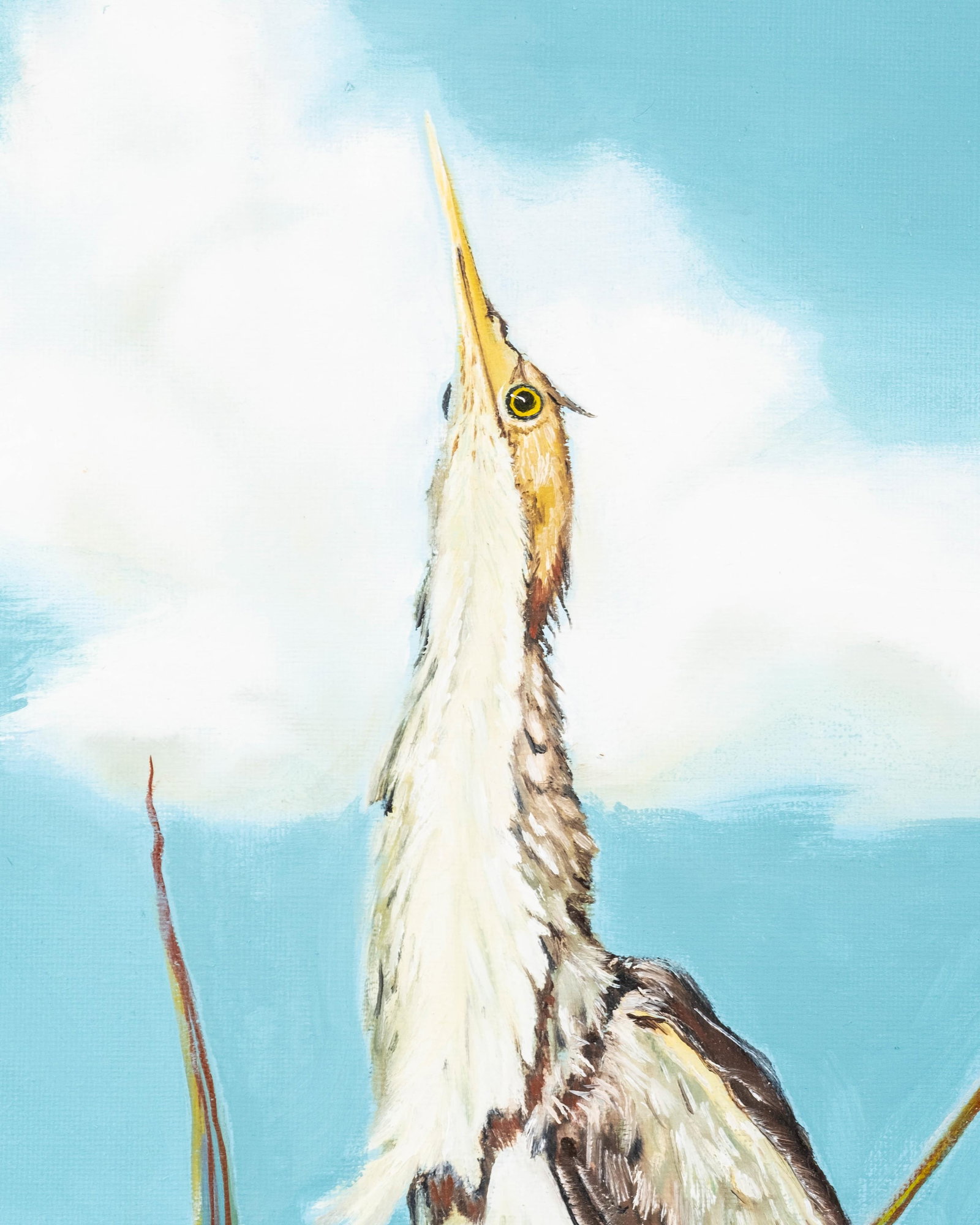 No Reserve- C. Dhers Bird In The Reeds Oil Painting, 1993 - 6