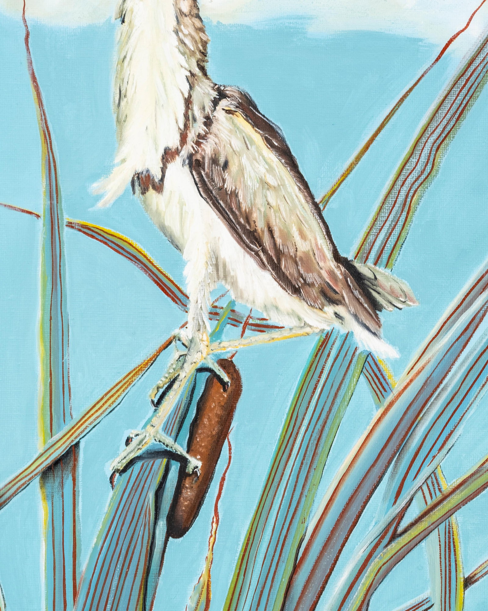 No Reserve- C. Dhers Bird In The Reeds Oil Painting, 1993 - 7