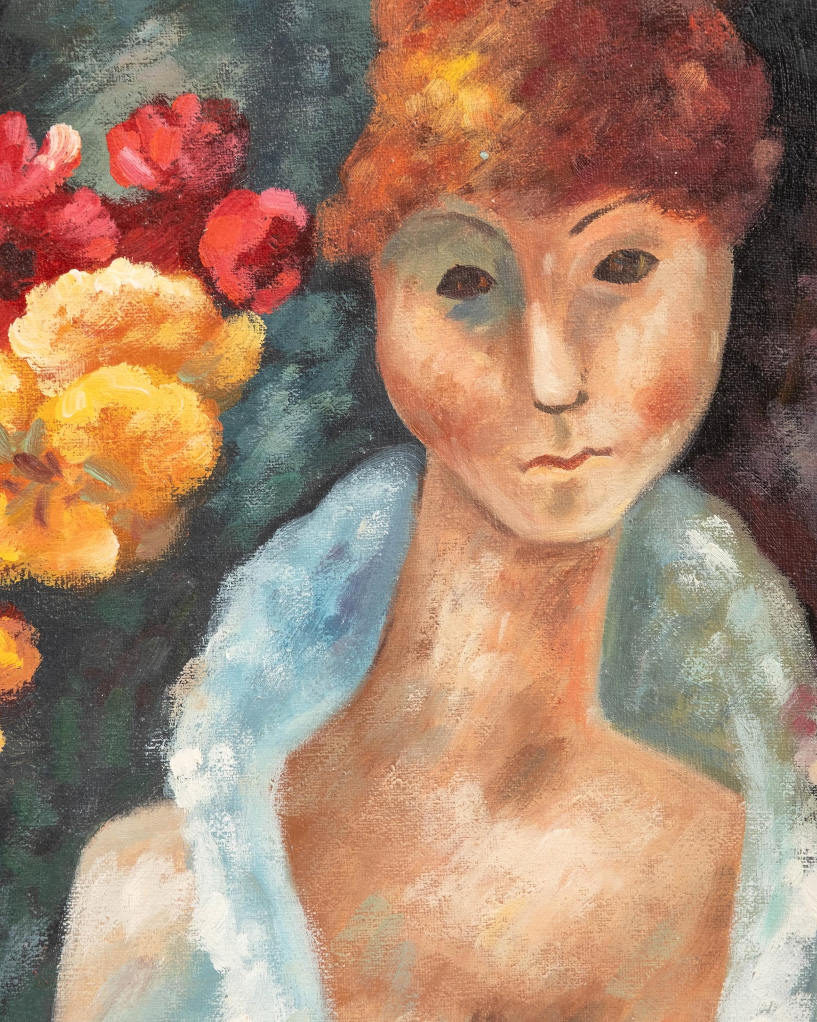No Reserve- Carole Hermann, Women with a Bouquet, Signed Oil on Canvas - 8