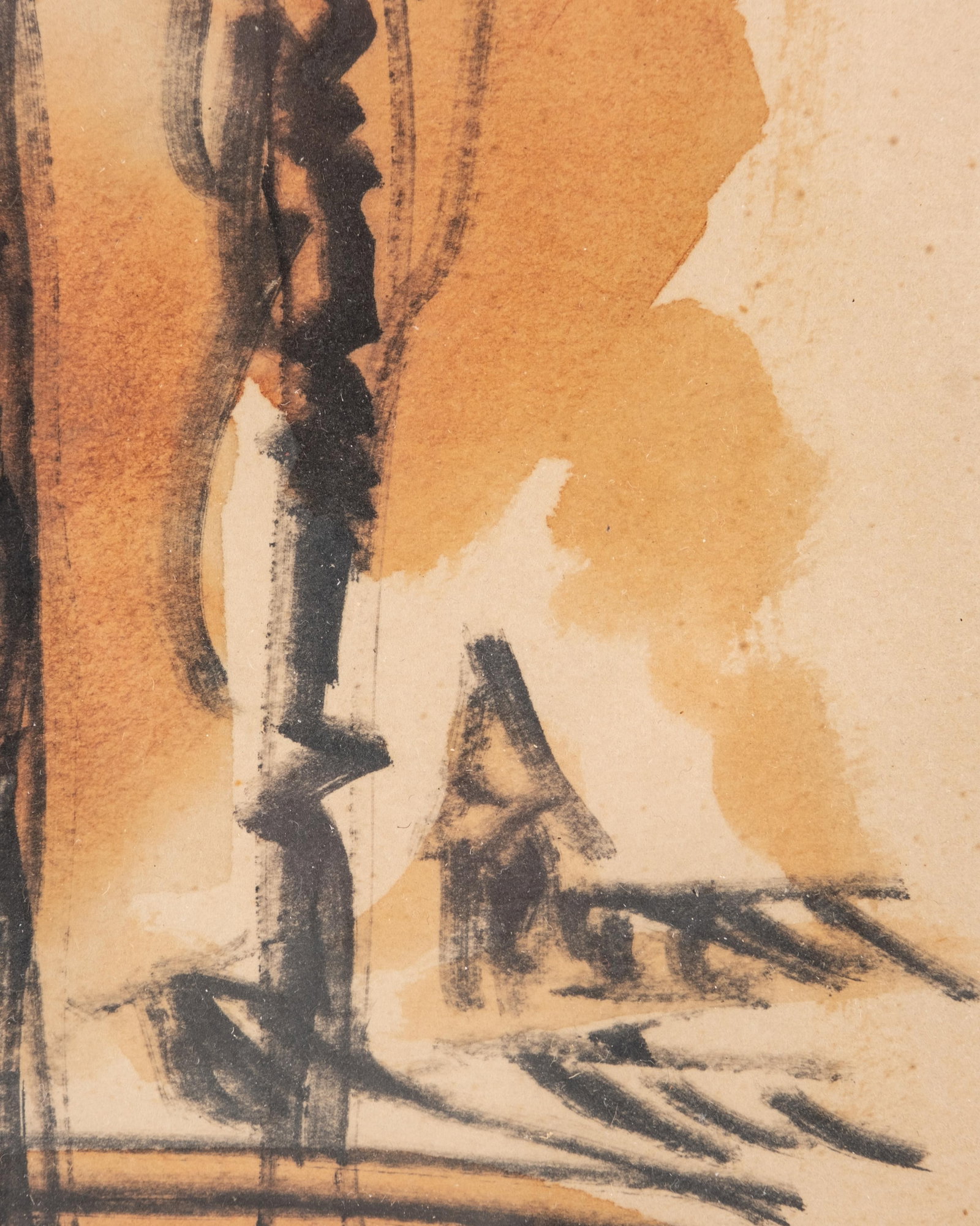 No Reserve- Bonaventure Fieullien French work Abstract Landscape, Signed Mixed Media on Paper, 20th - 8