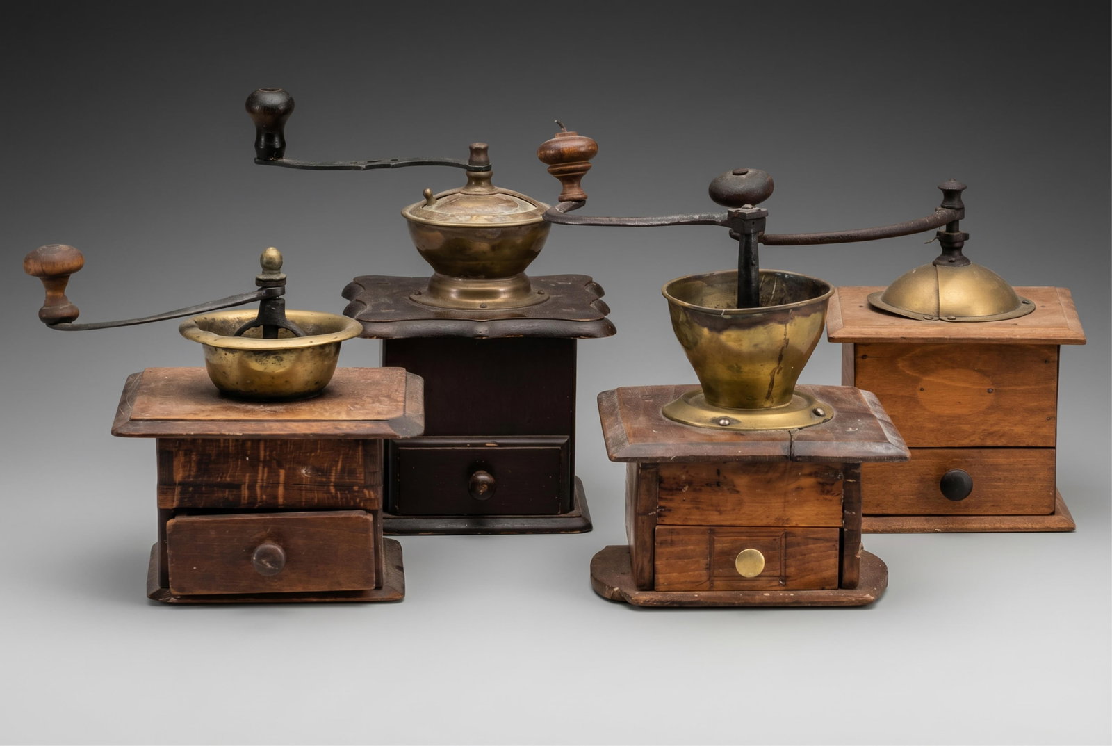 No Reserve- Group Of Antique Wooden Coffee Grinders (1 of 9)