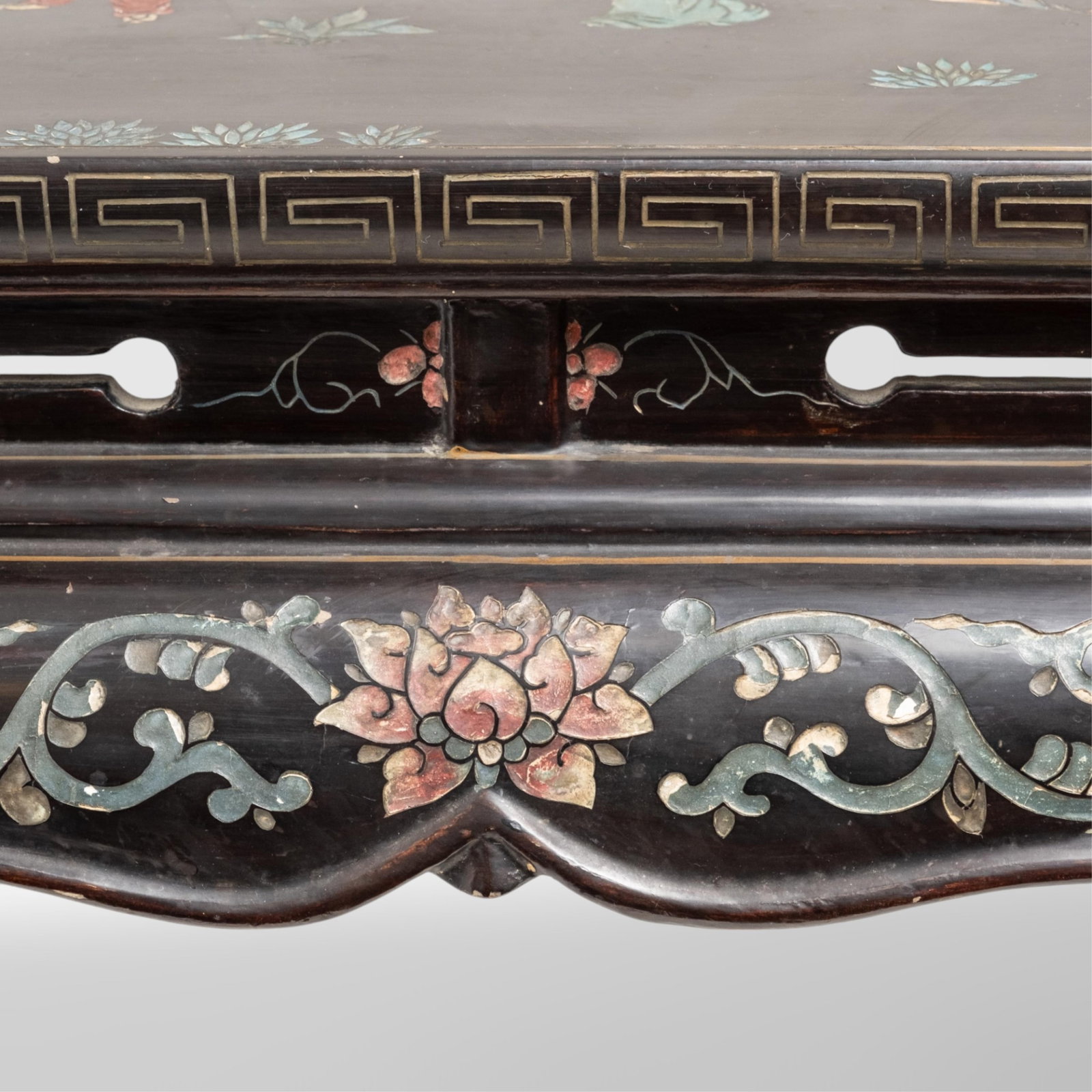 No Reserve- Chinese Black Coromandel Lacquer Inlay Low Table - 12
