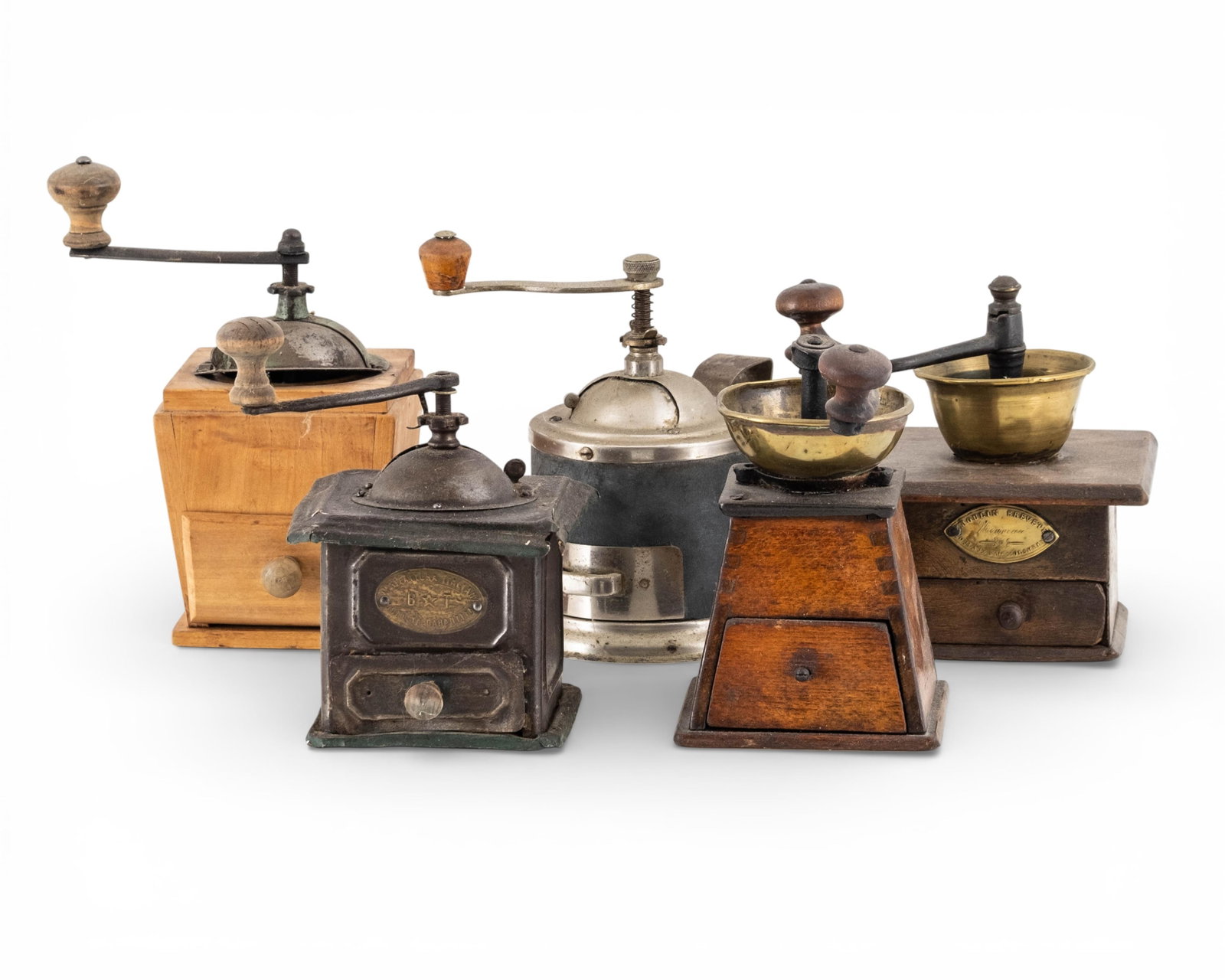 No Reserve- Five Antique Coffee Grinders - 2