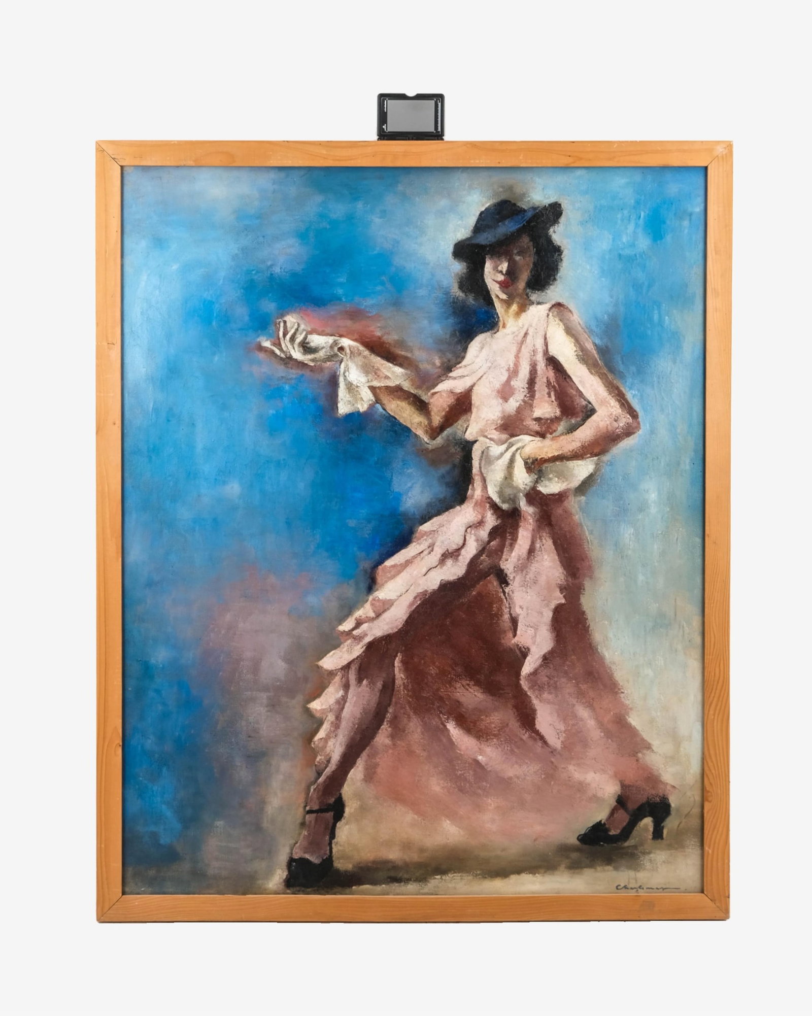No Reserve- Paul Charlemagne Signed, France, 1936, Art Deco Oil Painting ‘Agnes in Pink’ - 15