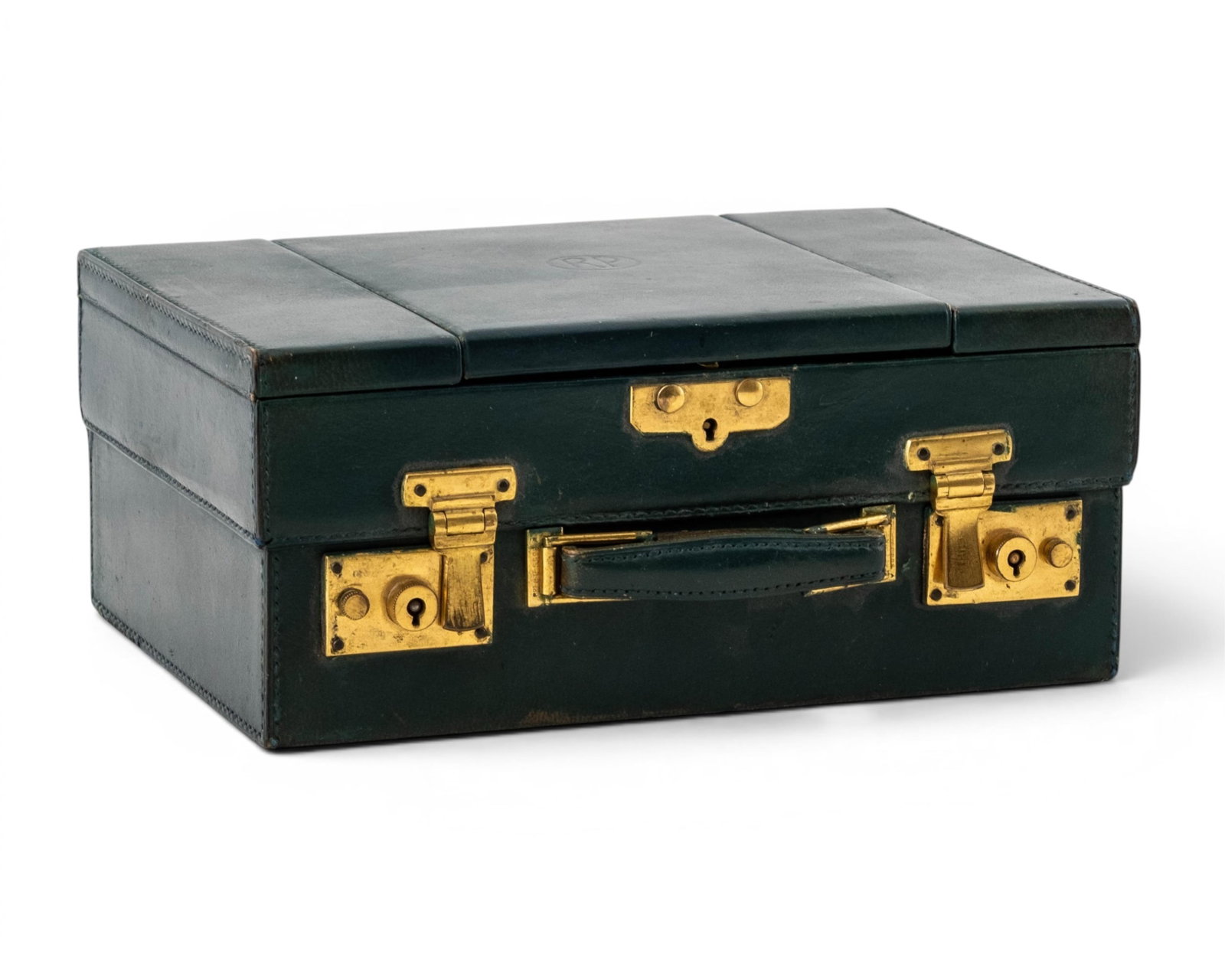 No Reserve- Cartier Signed Leather Travel Vanity Case With Toiletry Set - 11