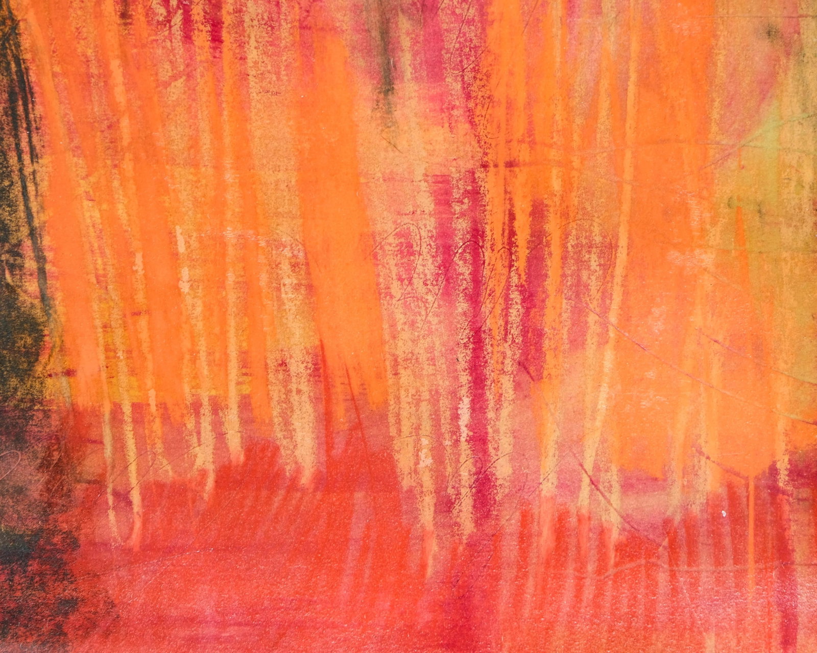 No Reserve- Abstract Expressionist Mural 20th Century Mixed Gouache & Pastel Painting, Illegibly - 10
