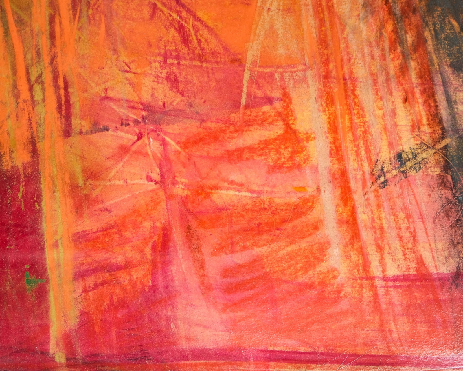 No Reserve- Abstract Expressionist Mural 20th Century Mixed Gouache & Pastel Painting, Illegibly - 11