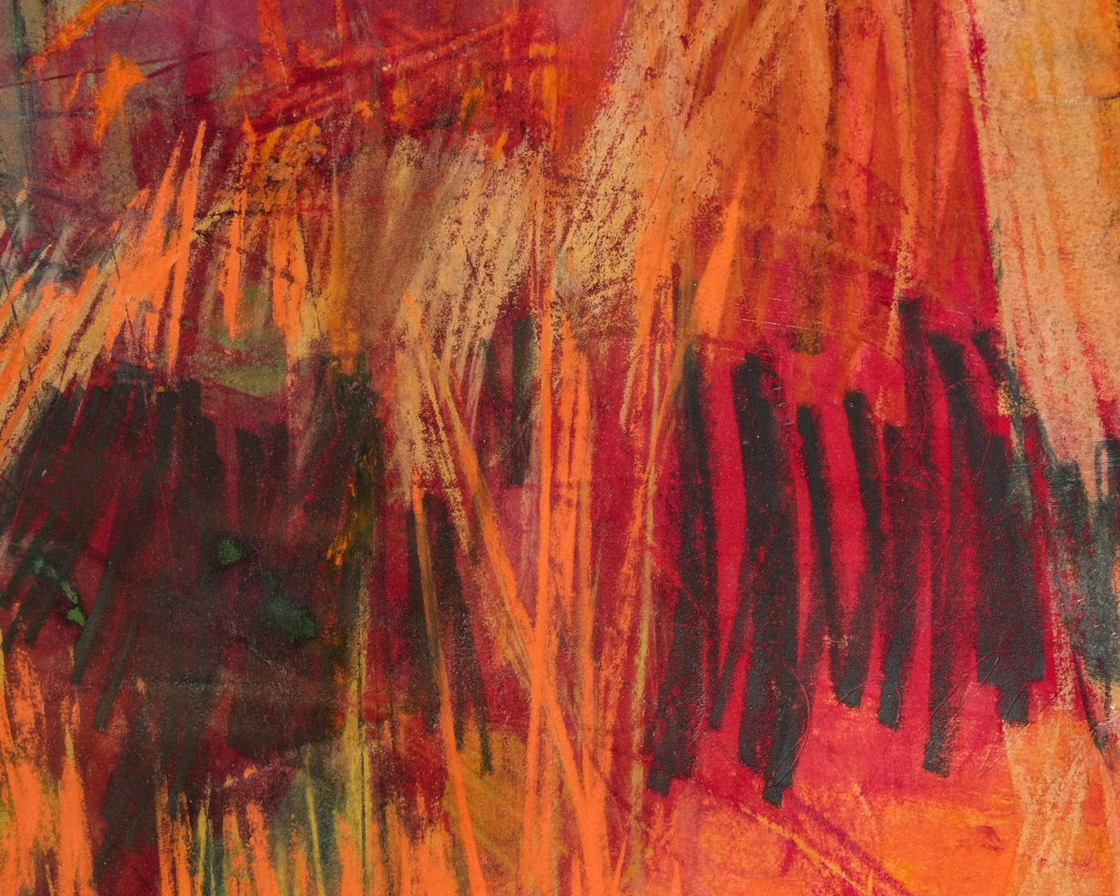 No Reserve- Abstract Expressionist Mural 20th Century Mixed Gouache & Pastel Painting, Illegibly - 8