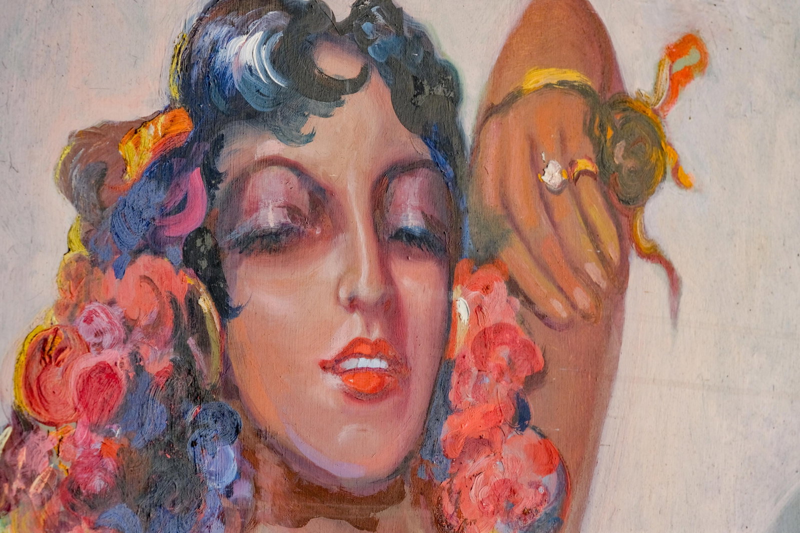 No Reserve- Monumental Jean-Louis Paguenaud - Signed Oil on Panel Painting, “Flamenco Dancer", - 15