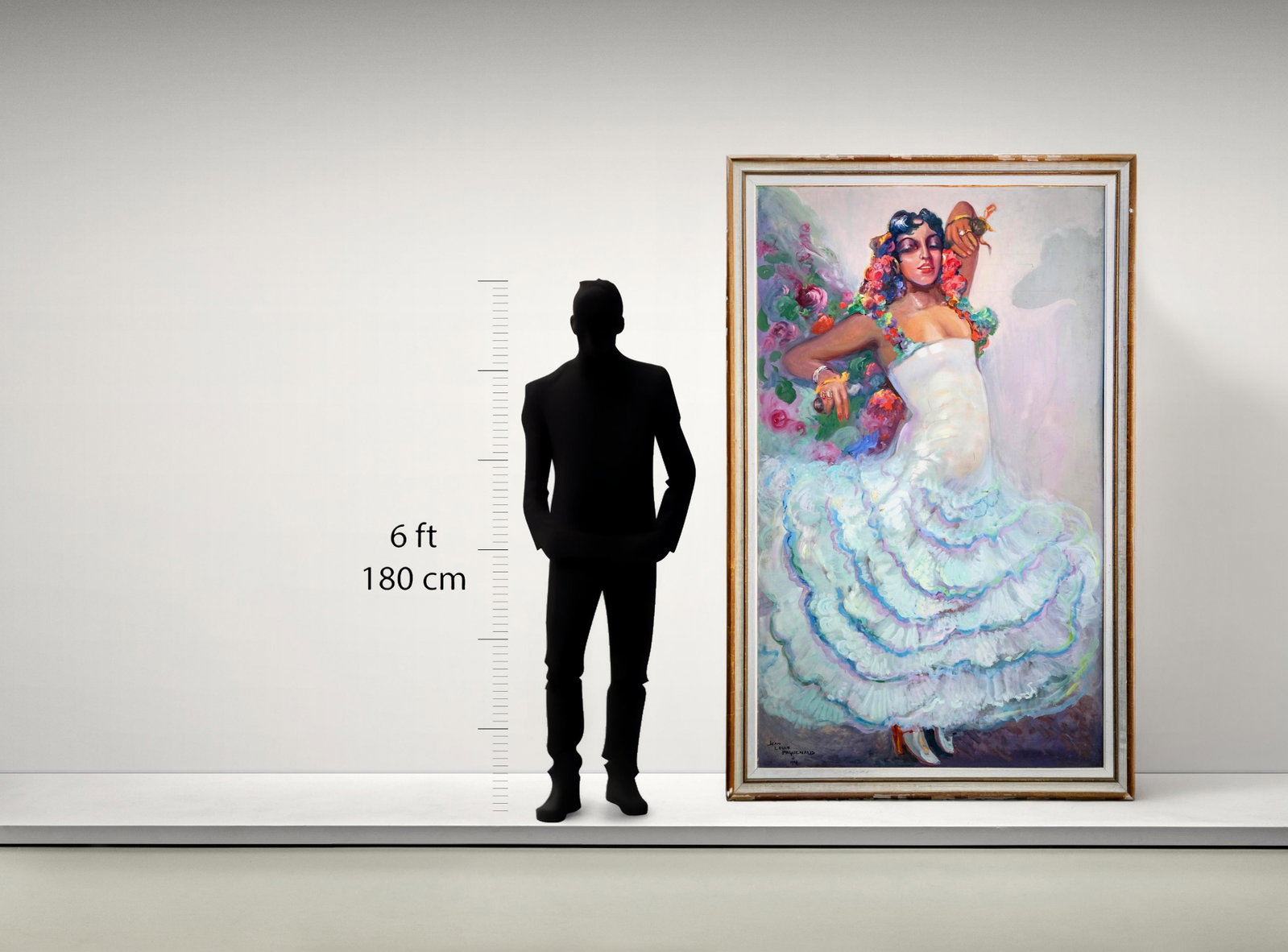 No Reserve- Monumental Jean-Louis Paguenaud - Signed Oil on Panel Painting, “Flamenco Dancer", - 2
