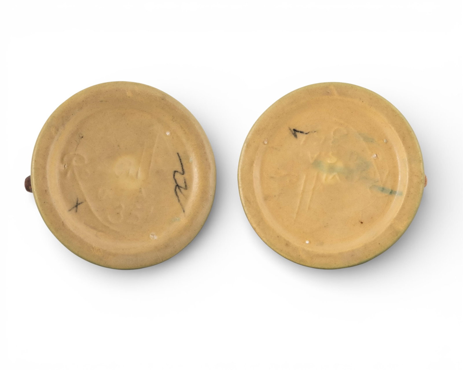 No Reserve- Roseville Apple Blossom Art Pottery Candlesticks, Circa 1949, Pair - 2