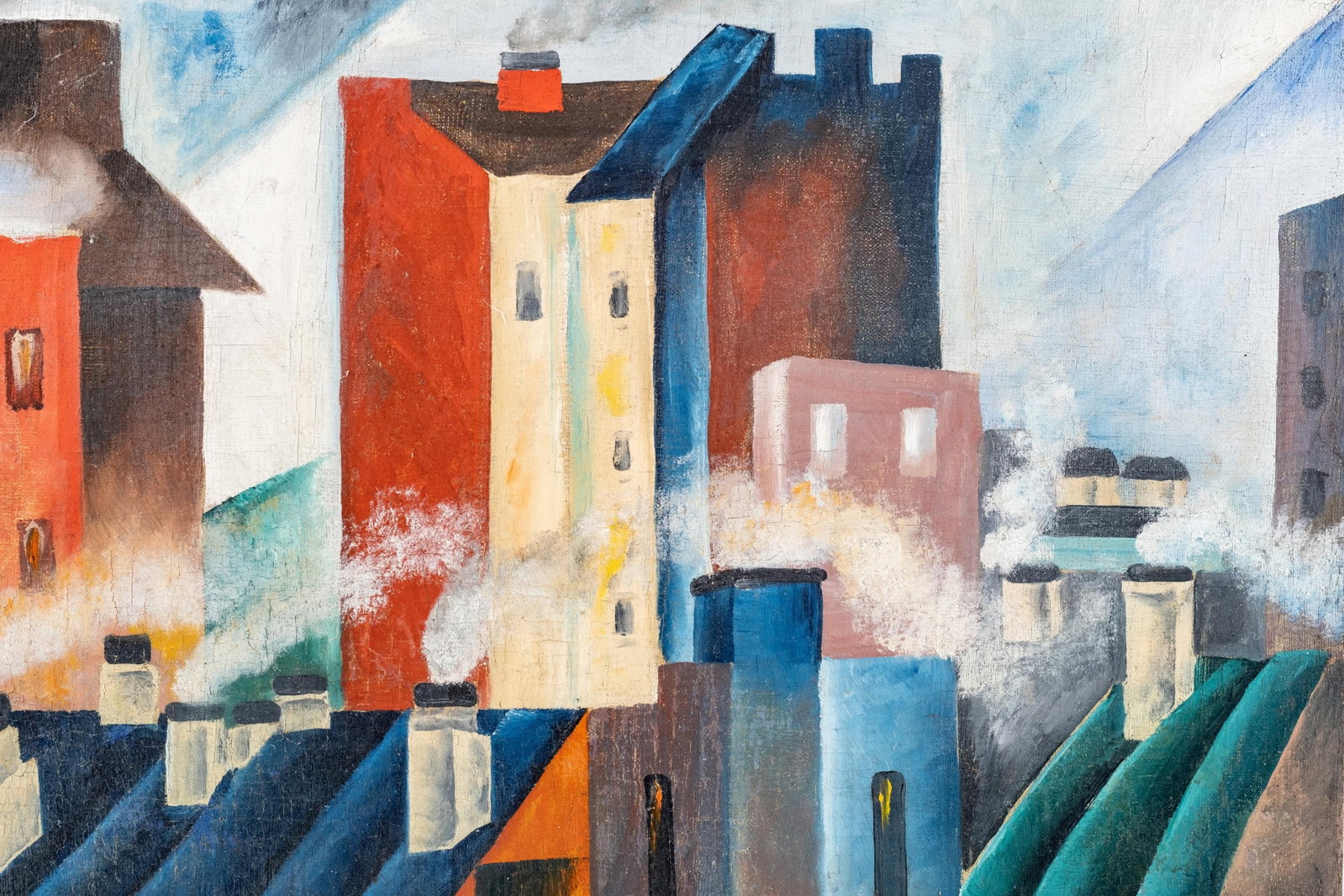 No Reserve- Vladimir Lebedev Russian Suprematist Oil on Canvas Painting, 1920 - 7