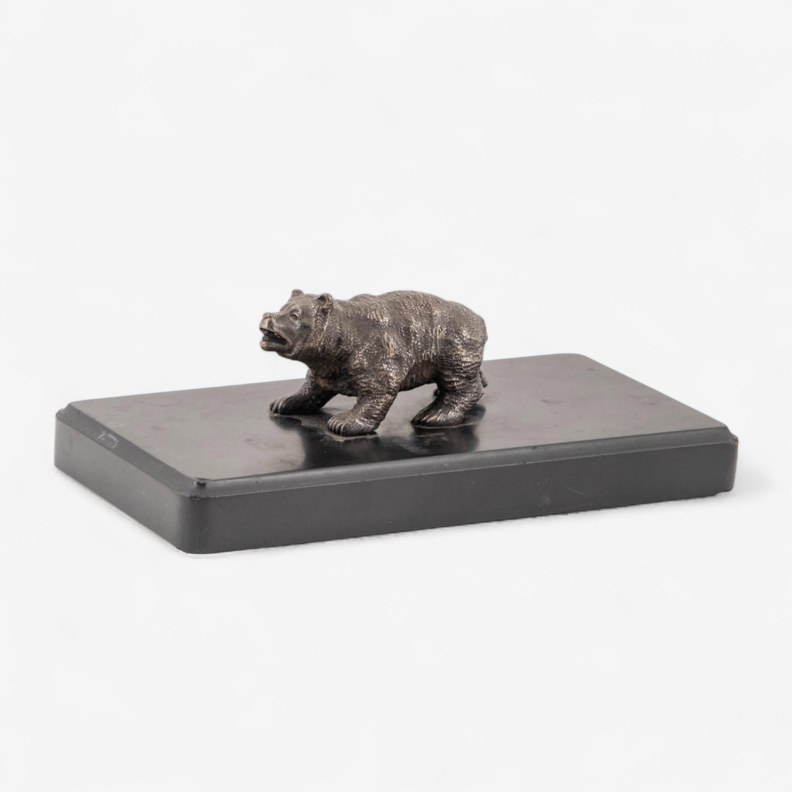 No Reserve- Silvered Russian Bronze Bear Cub Sculpture, Late 19th Century - 2