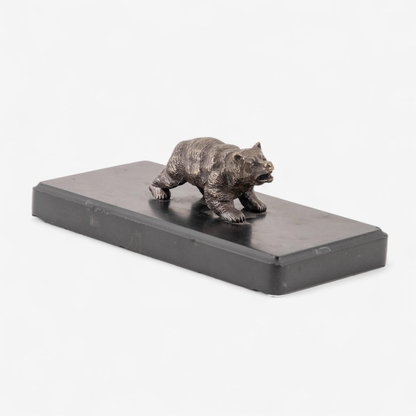 No Reserve- Silvered Russian Bronze Bear Cub Sculpture, Late 19th Century - 8