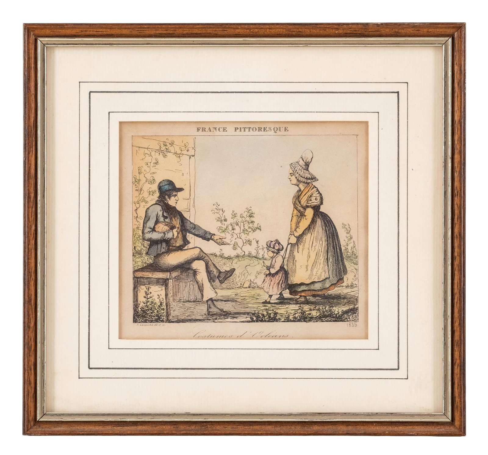 No Reserve- A. Lacauchie France Pittoresque Hand-Colored Print, 1835 - 3