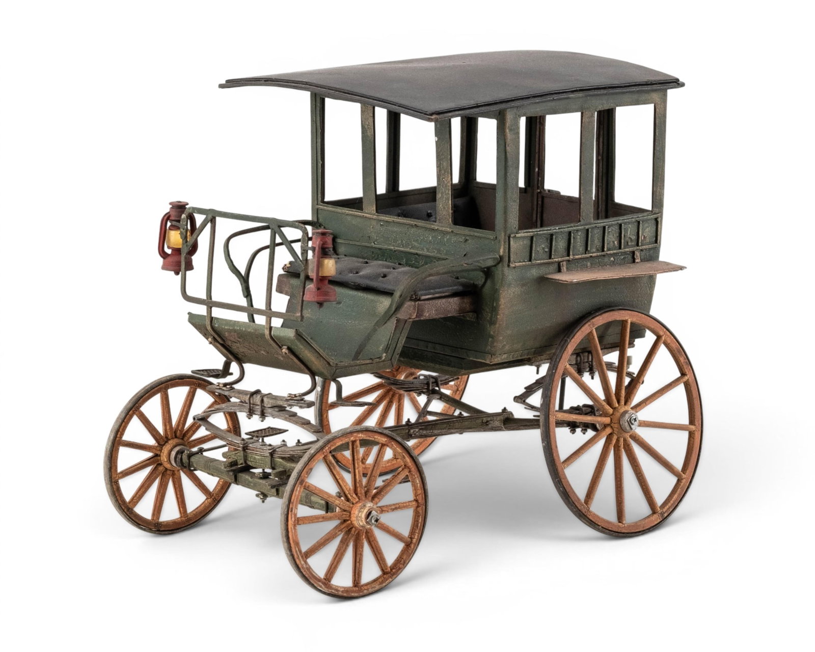 No Reserve- Vintage Metal Horse-Drawn Enclosed Carriage Stagecoach Model (1 of 8)