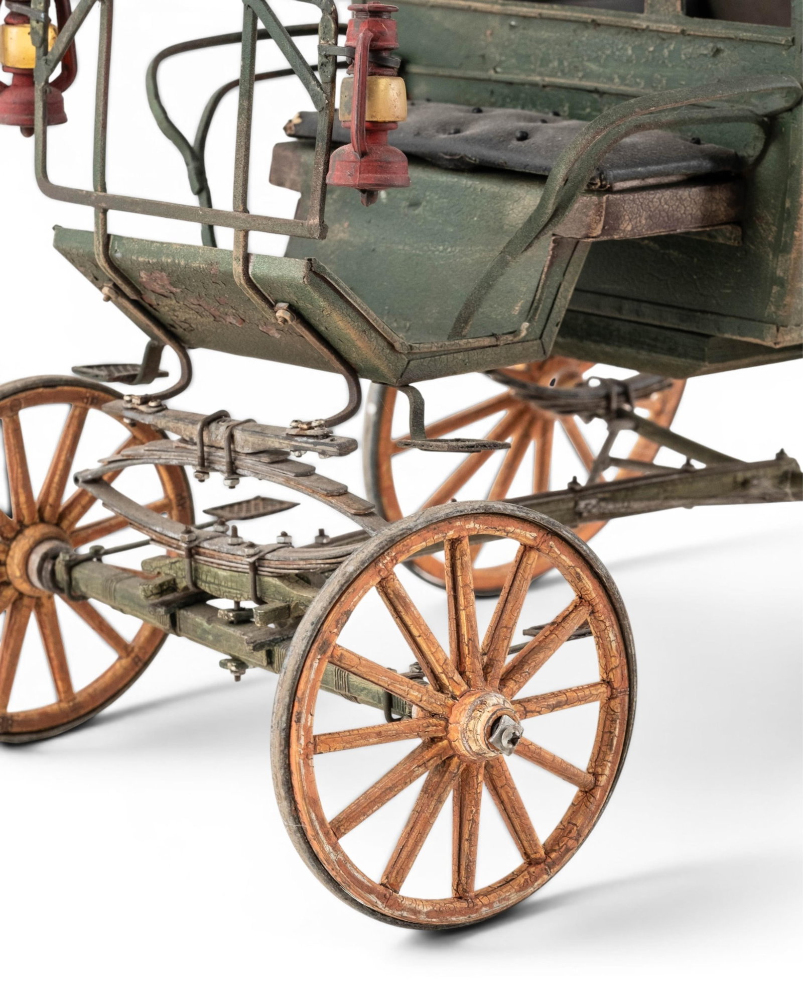 No Reserve- Vintage Metal Horse-Drawn Enclosed Carriage Stagecoach Model - 4