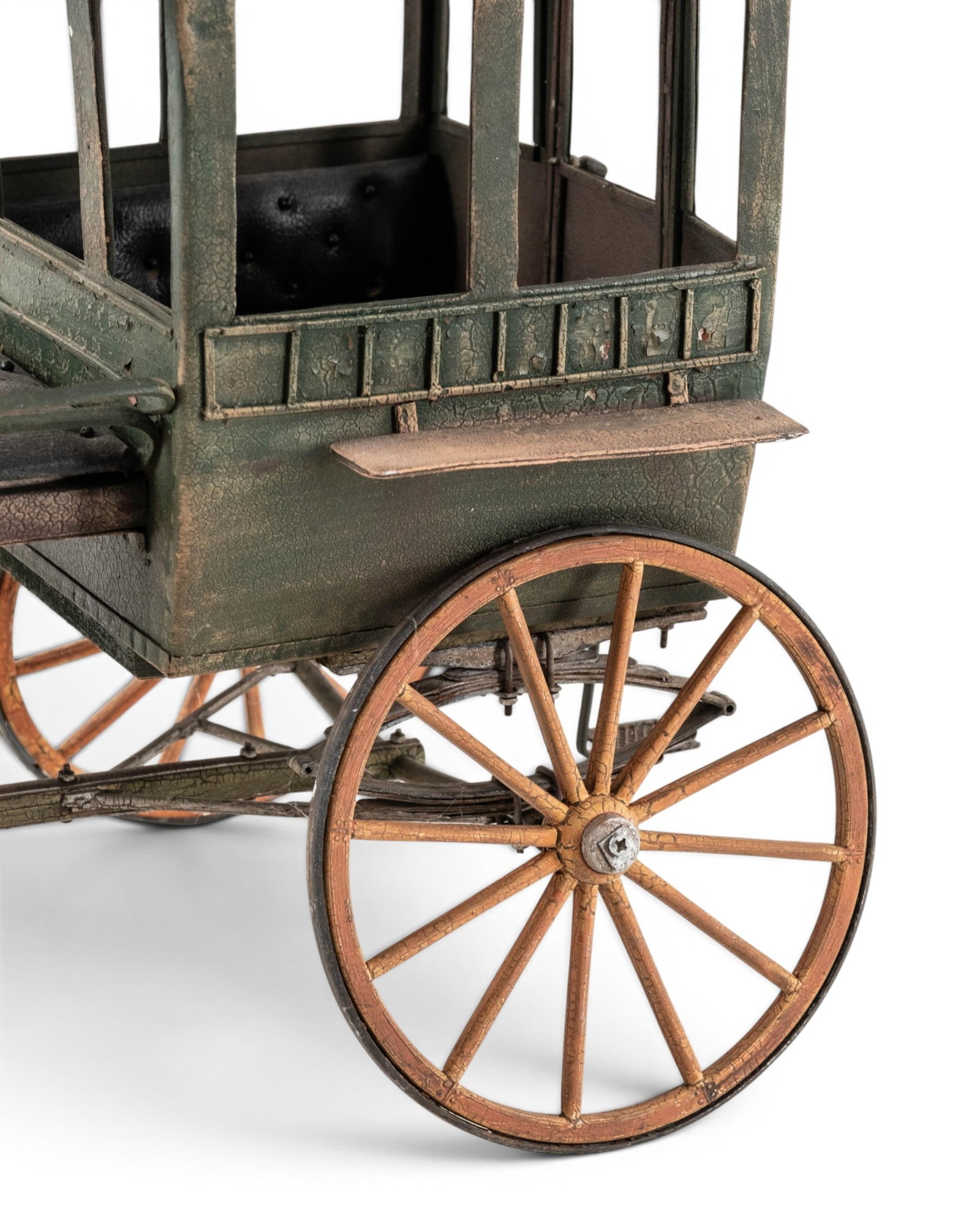 No Reserve- Vintage Metal Horse-Drawn Enclosed Carriage Stagecoach Model - 5