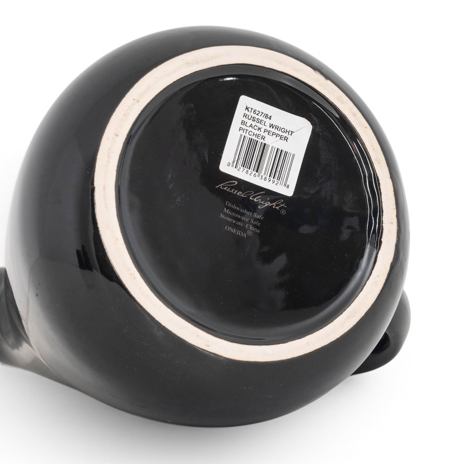 No Reserve- Russell Wright signed Black Stoneware Pitcher - 6