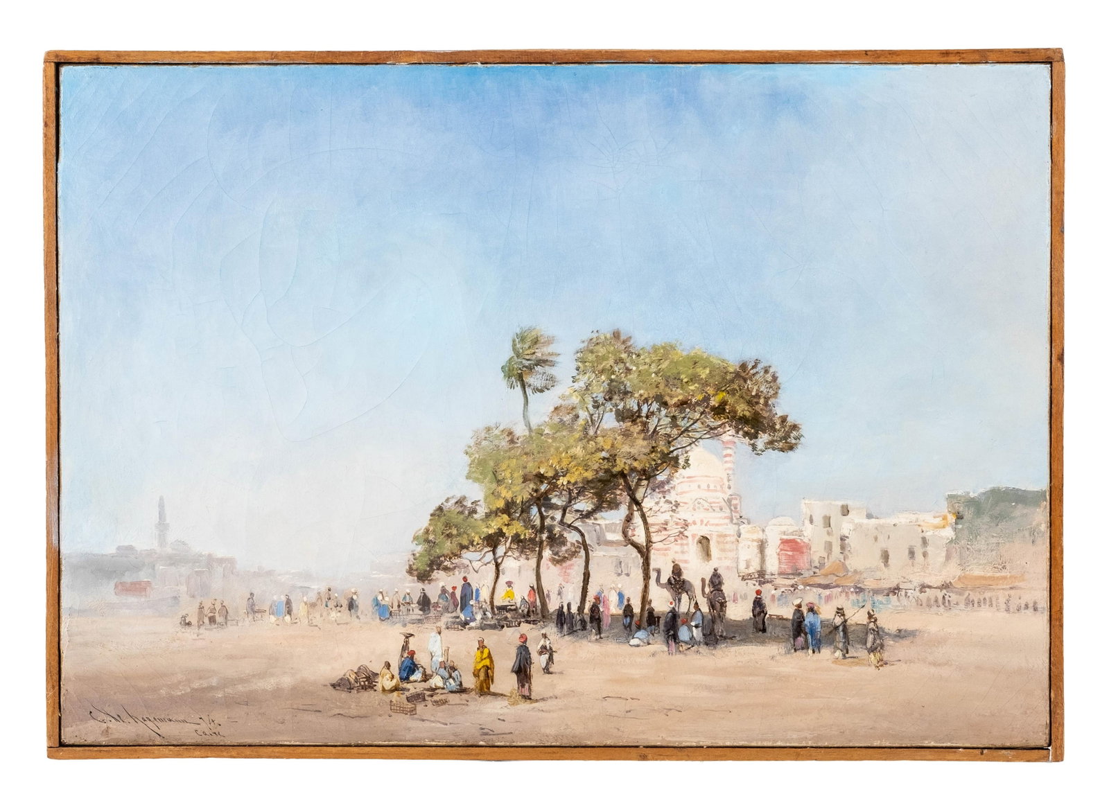 No Reserve- Godfrey De Hagemann Signed Egyptian Market Scene Oil Painting, 1874 - 3