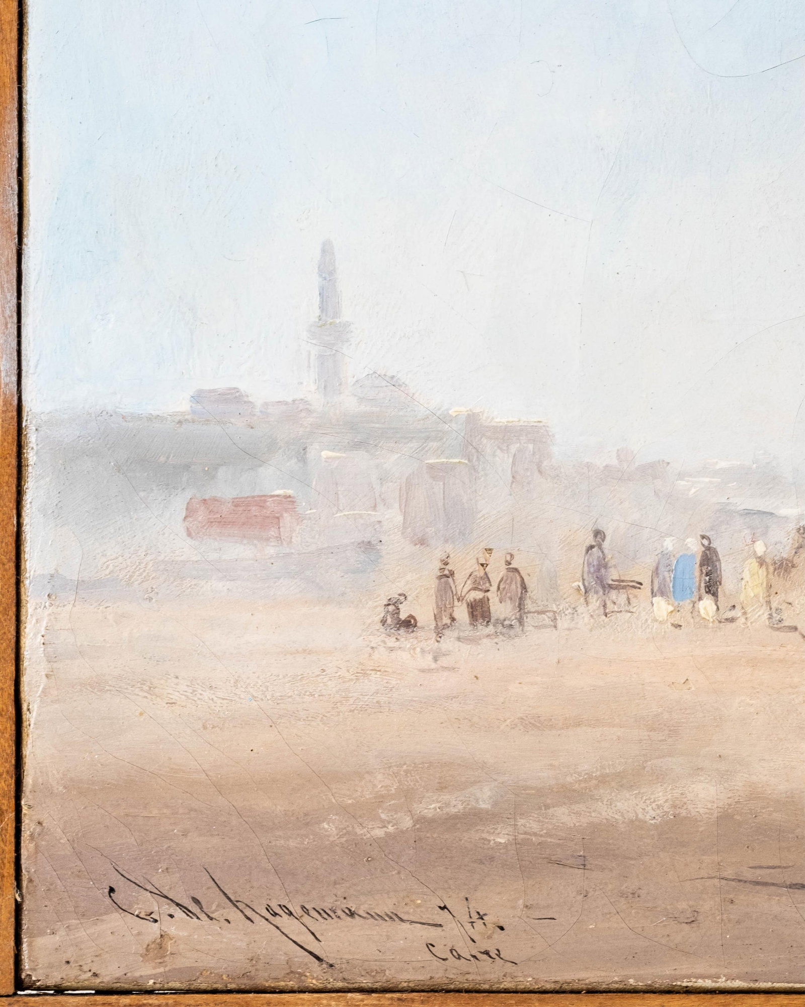 No Reserve- Godfrey De Hagemann Signed Egyptian Market Scene Oil Painting, 1874 - 4