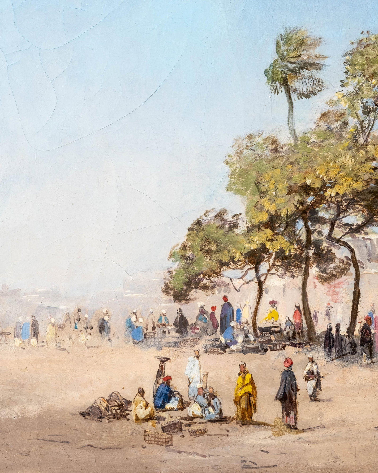 No Reserve- Godfrey De Hagemann Signed Egyptian Market Scene Oil Painting, 1874 - 5
