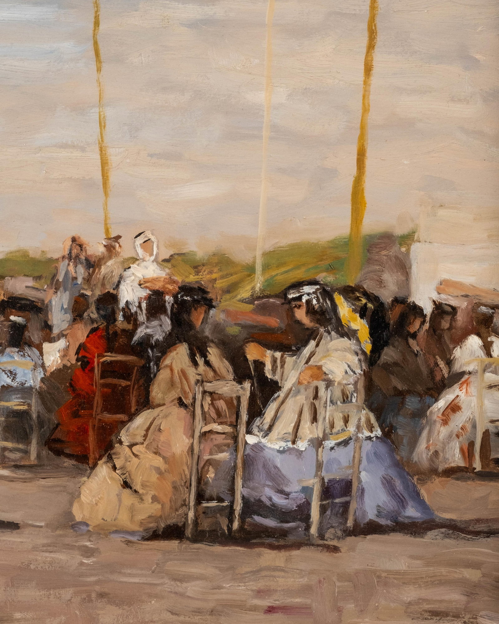 No Reserve- Pierre Berthet Elegant On The Beach Oil Painting, Signed - 7
