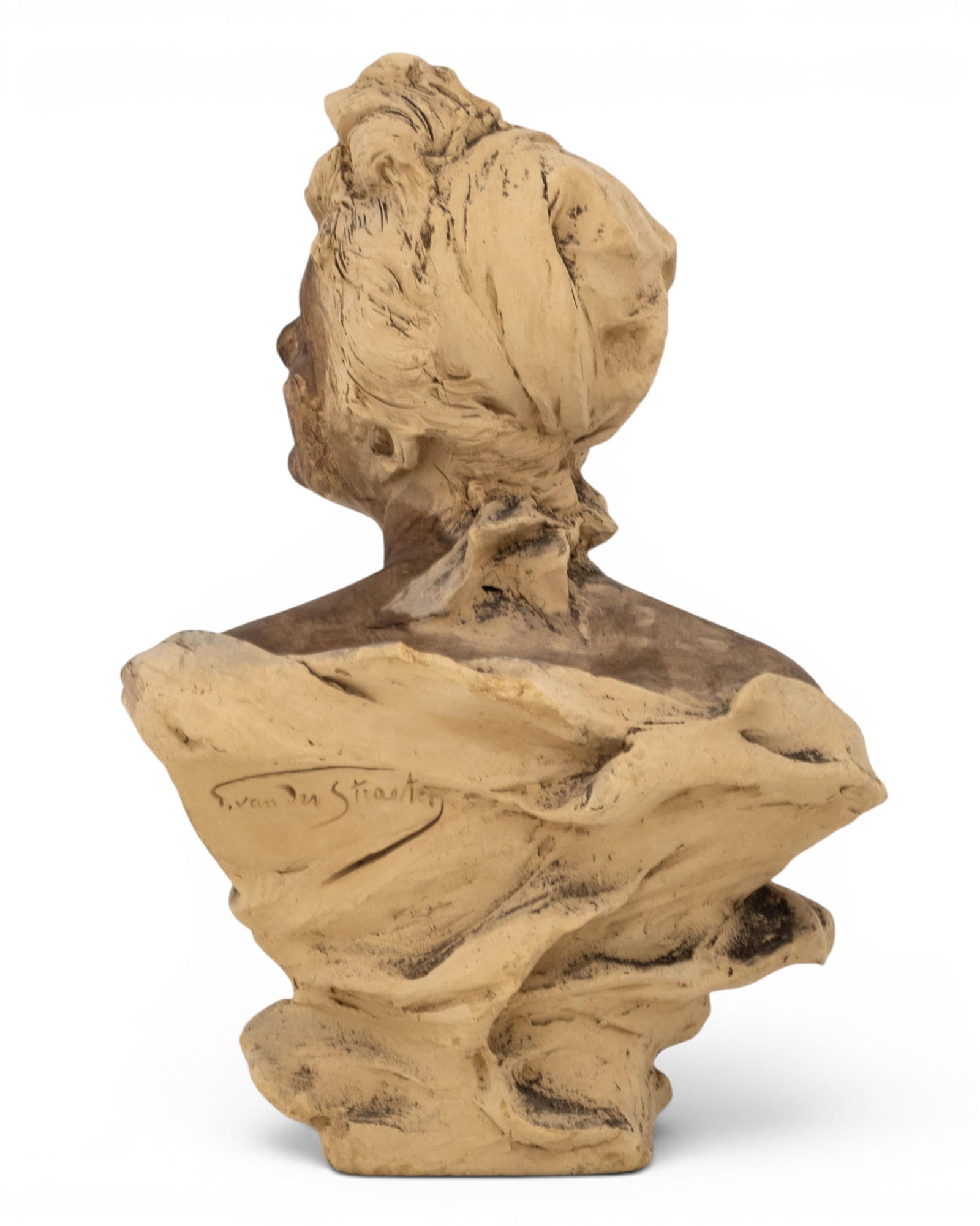 No Reserve- Georges Van Der Straeten Signed Art Nouveau Terracotta Female Bust - 7