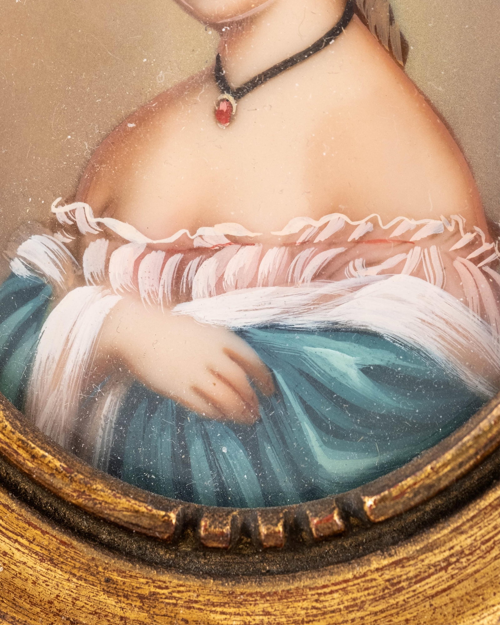 No Reserve- Oval Portrait Miniature Of A Young Woman, Painting - 3