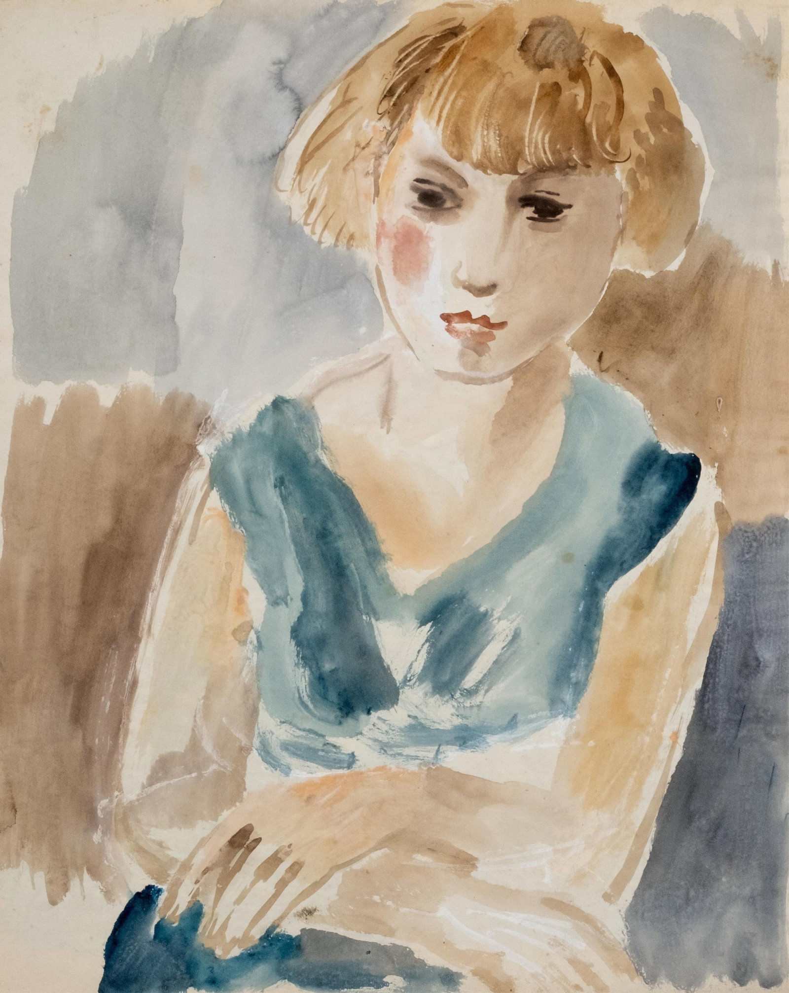 No Reserve- Adolf De Haer Double-Sided Watercolor and Crayon Painting - 2