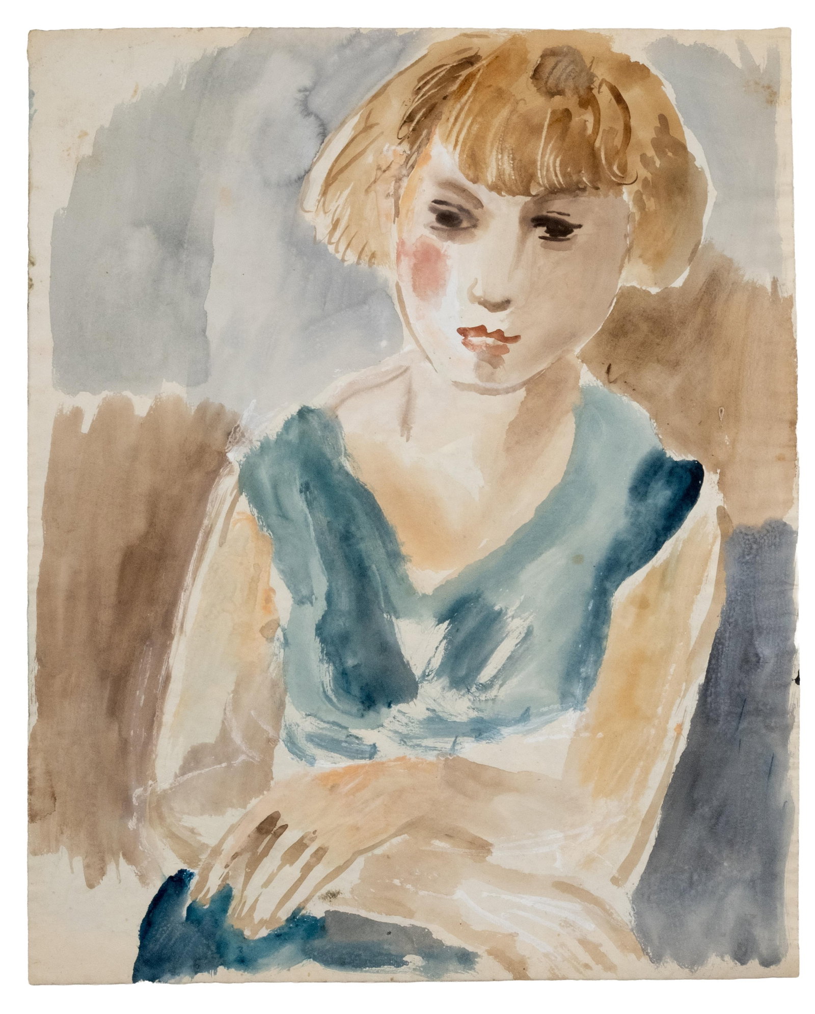 No Reserve- Adolf De Haer Double-Sided Watercolor and Crayon Painting - 4