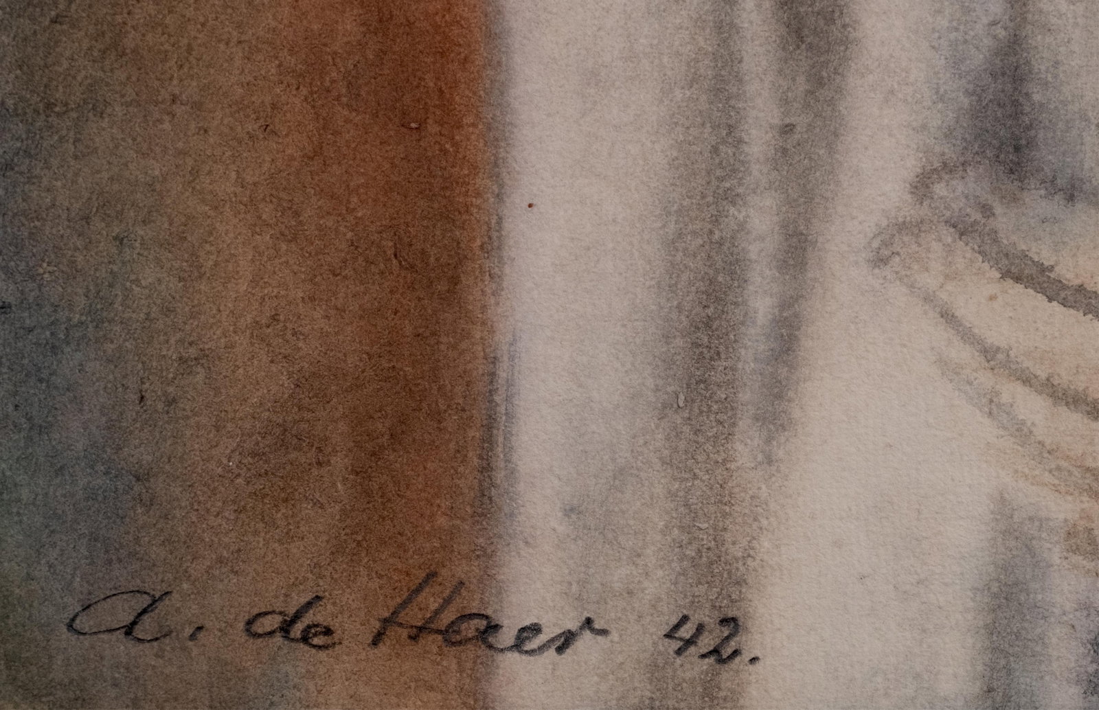No Reserve- Adolf De Haer Signed Portrait Painting / Drawing on Paper, 1942 - 2
