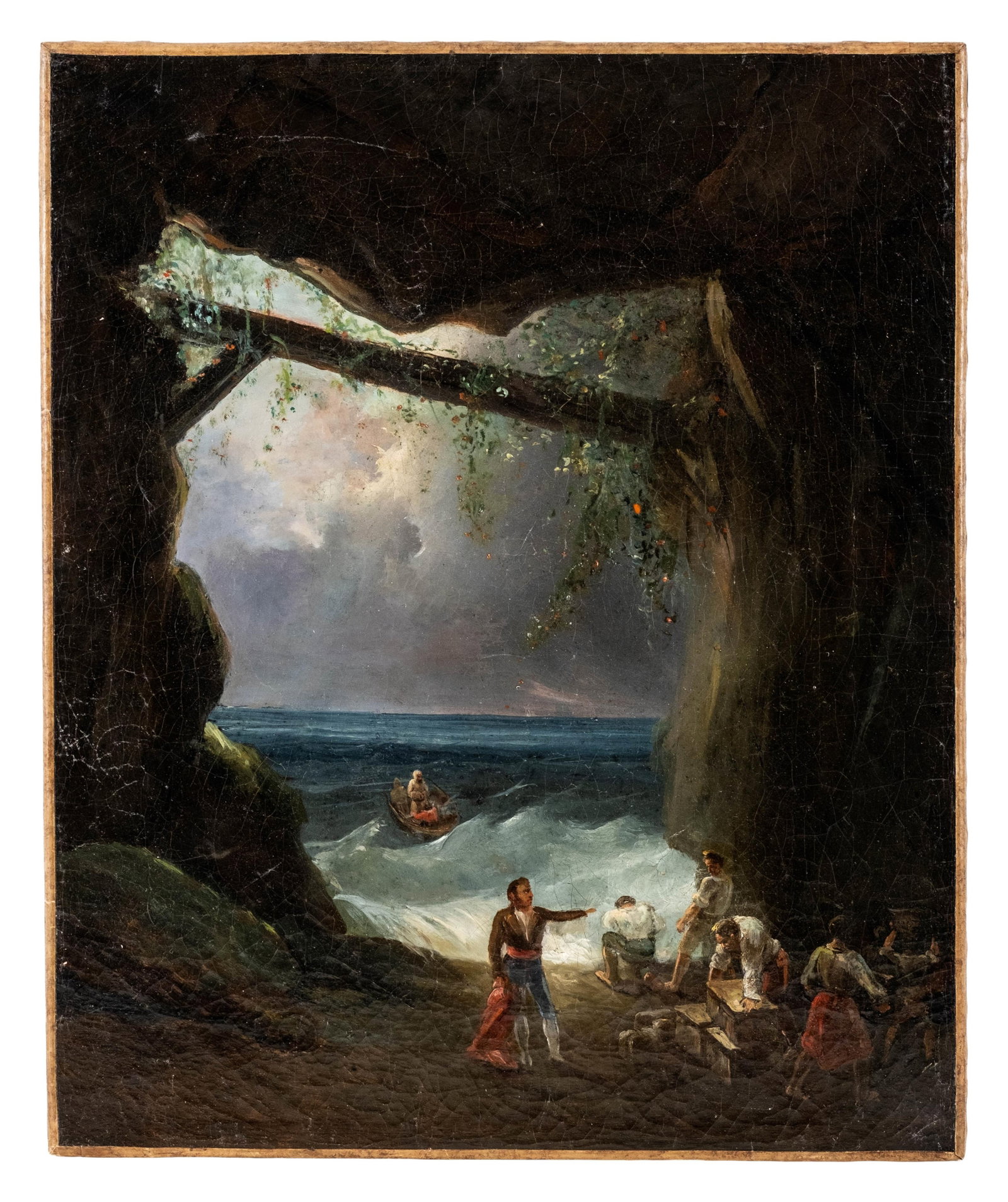 No Reserve- French School The Cave Of The Shipwrecked Oil Painting, Mid 19th Century - 3