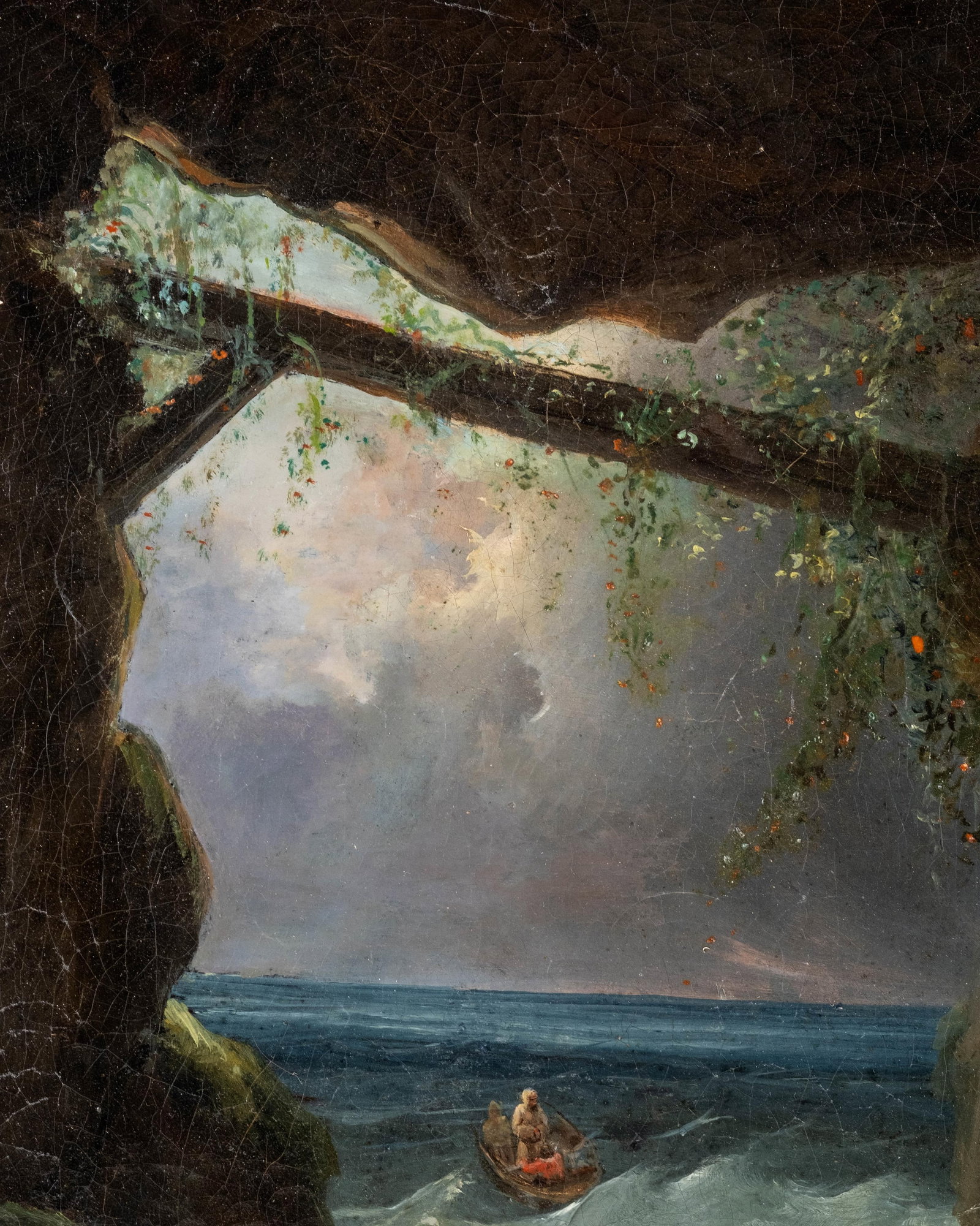 No Reserve- French School The Cave Of The Shipwrecked Oil Painting, Mid 19th Century - 4