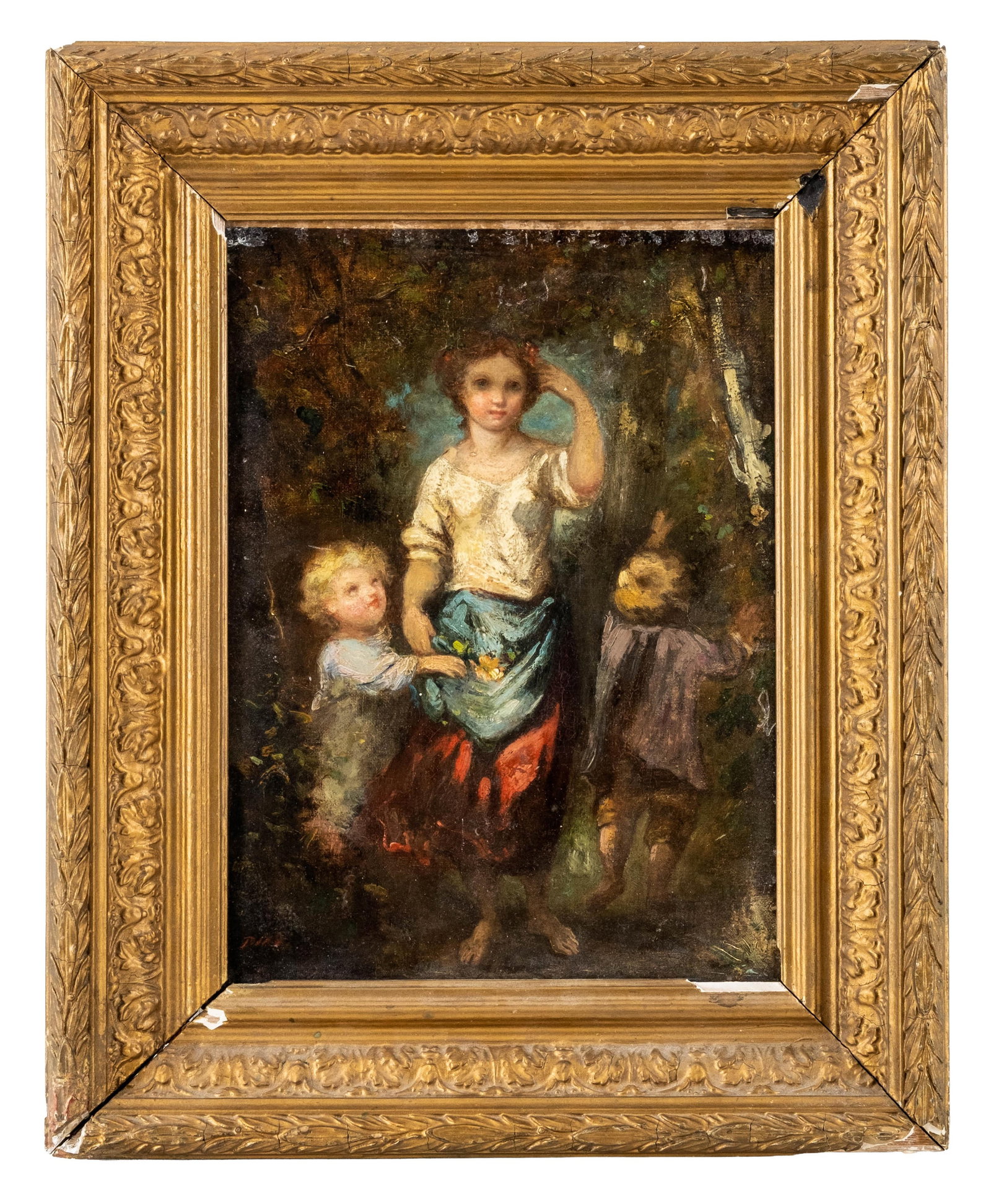 No Reserve- Narcisse Diaz De La Peña attrib. signed Diaz Figural Oil Painting - 3