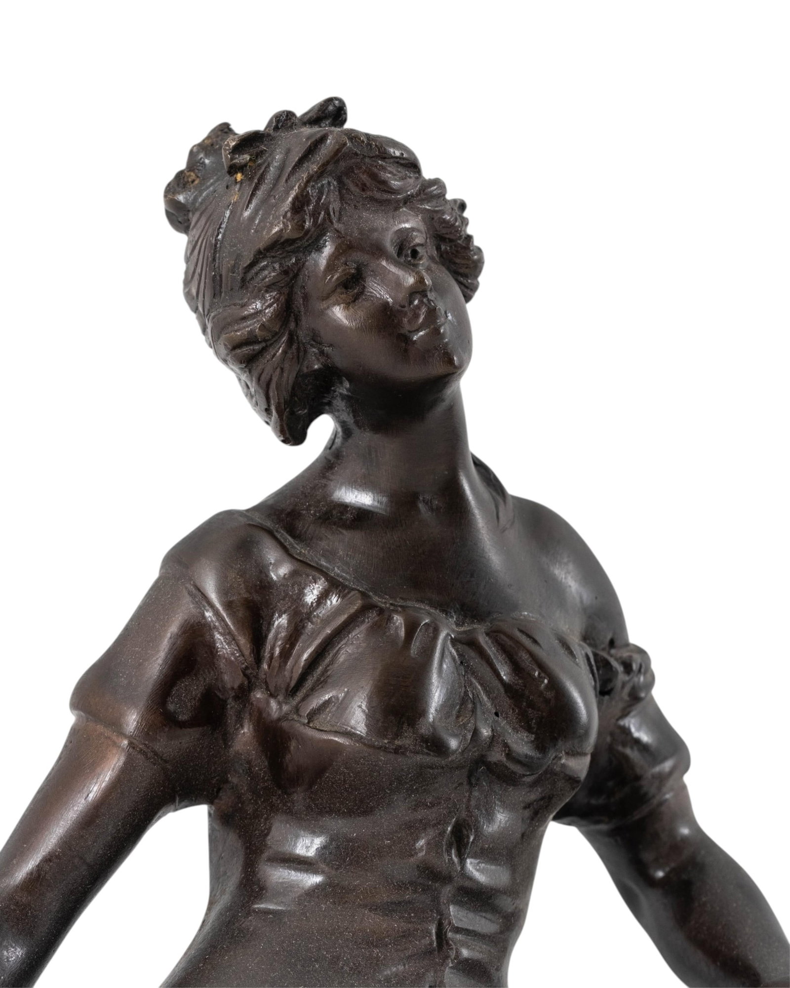 No Reserve- François Moreau Bronze Figure Of A Young Woman With Flowers and Jug, Signed - 4