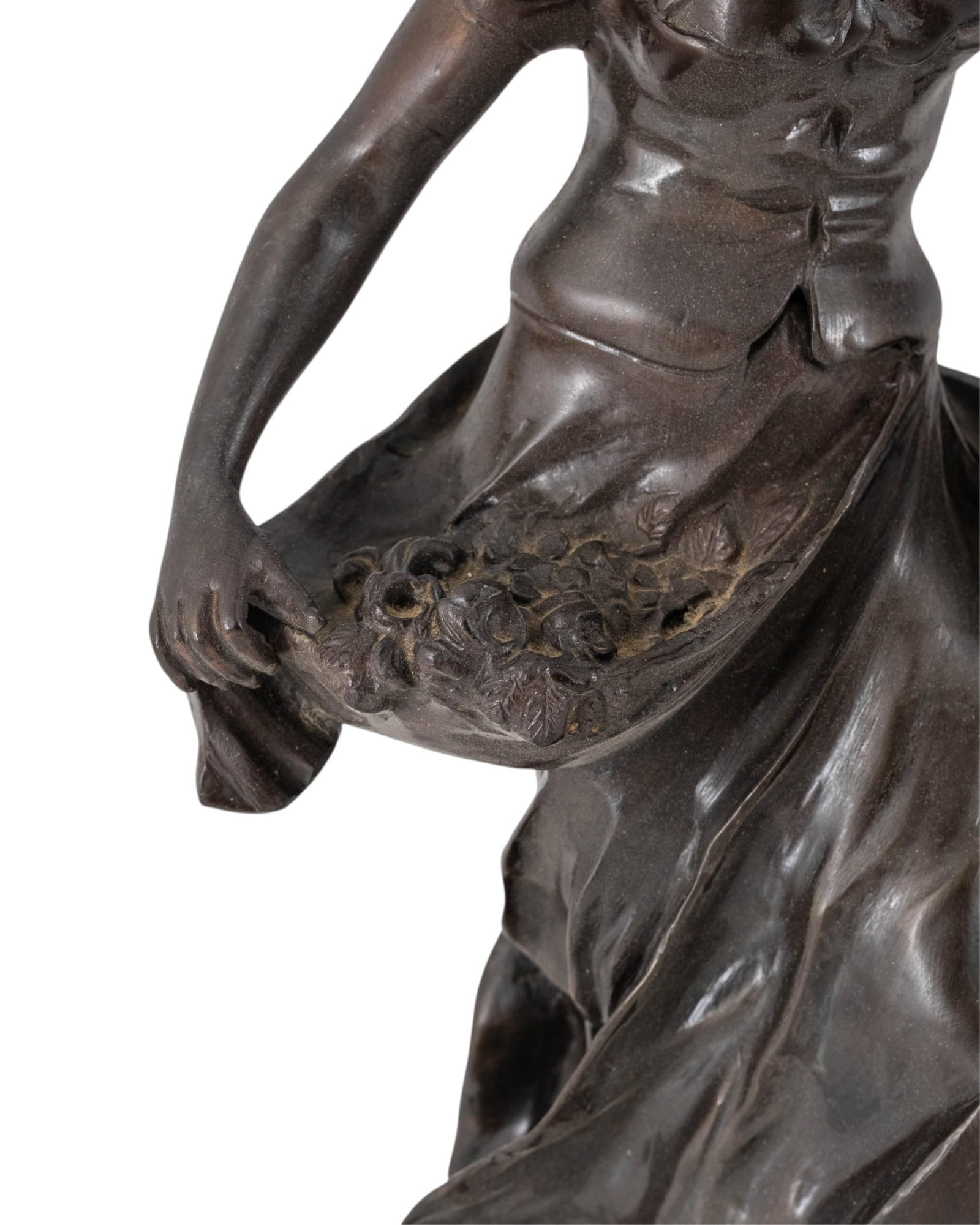 No Reserve- François Moreau Bronze Figure Of A Young Woman With Flowers and Jug, Signed - 5