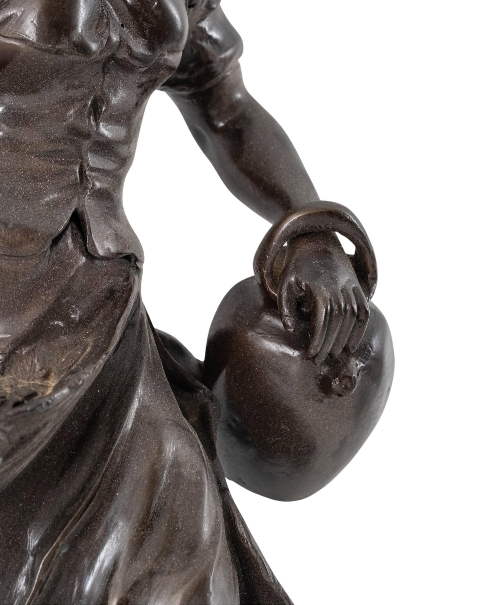 No Reserve- François Moreau Bronze Figure Of A Young Woman With Flowers and Jug, Signed - 6