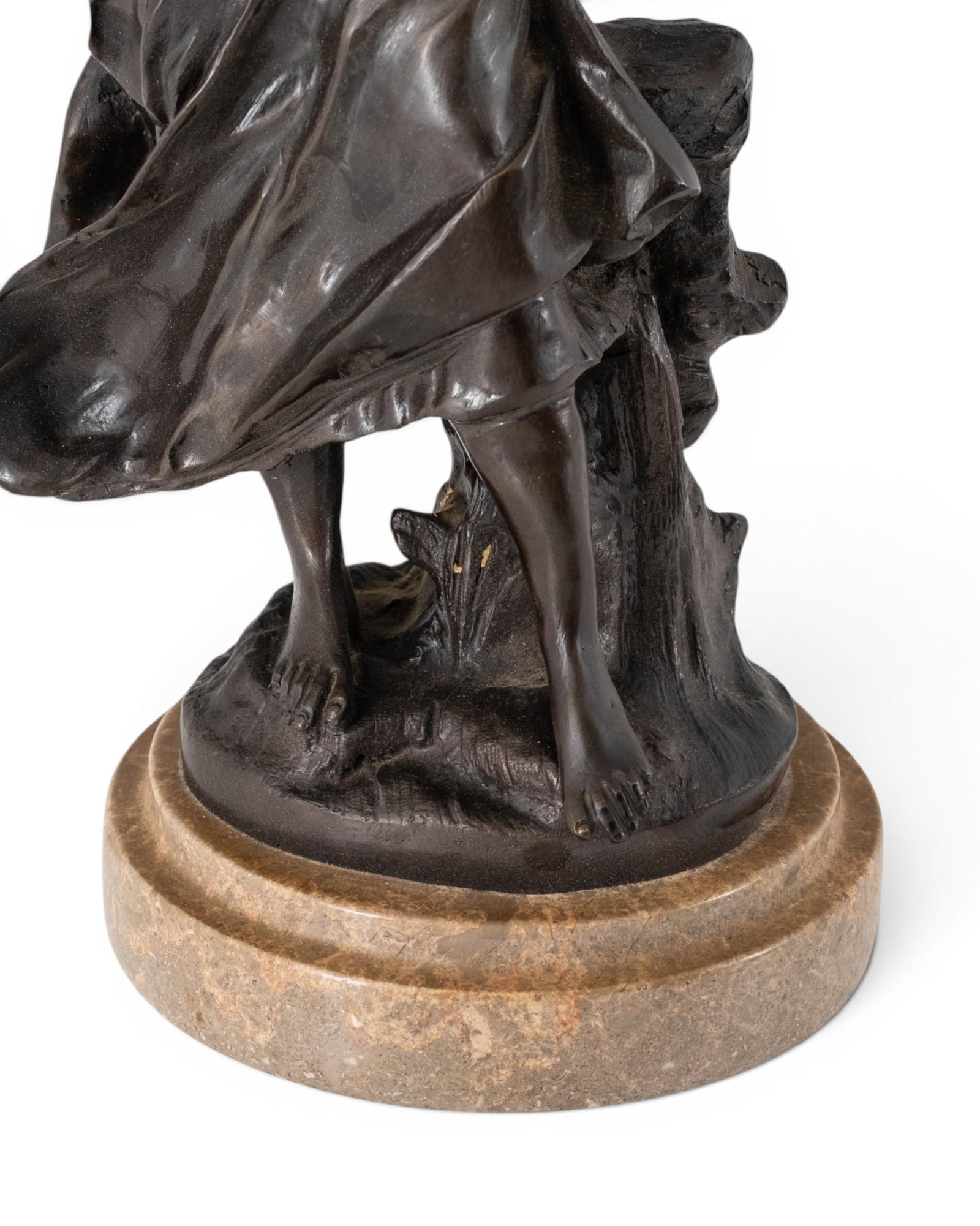 No Reserve- François Moreau Bronze Figure Of A Young Woman With Flowers and Jug, Signed - 7