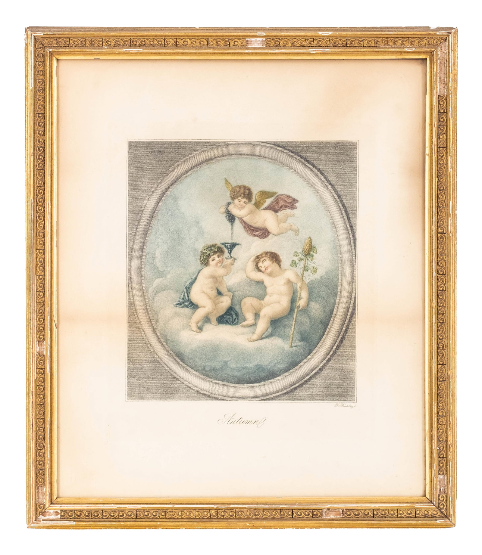 No Reserve- Francesco Bartolozzi After William Hamilton Hand-Colored Engraving “Autumn - 3