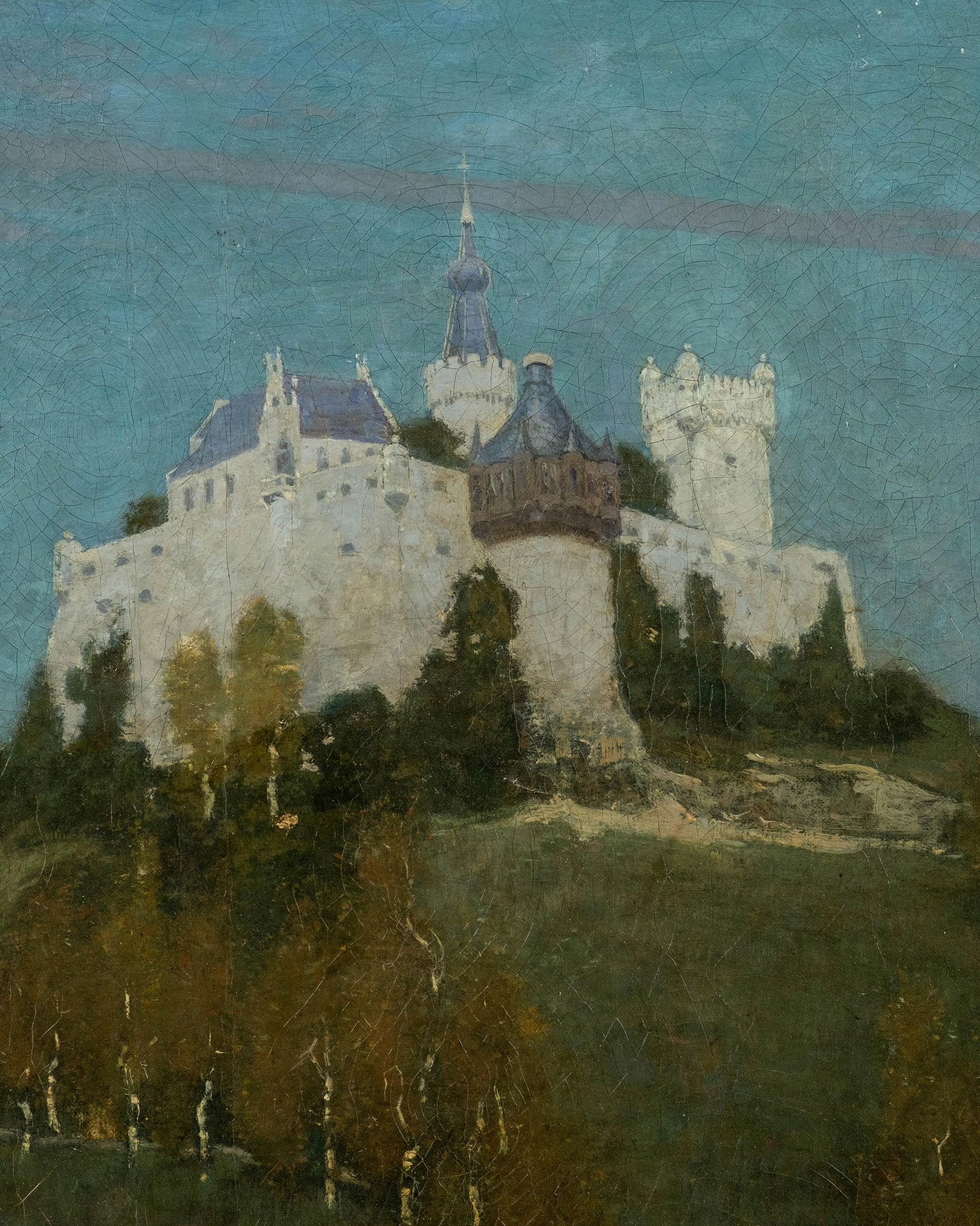 No Reserve- Wiggers Castle On Hill Oil Painting, 19th Century, Signed - 6