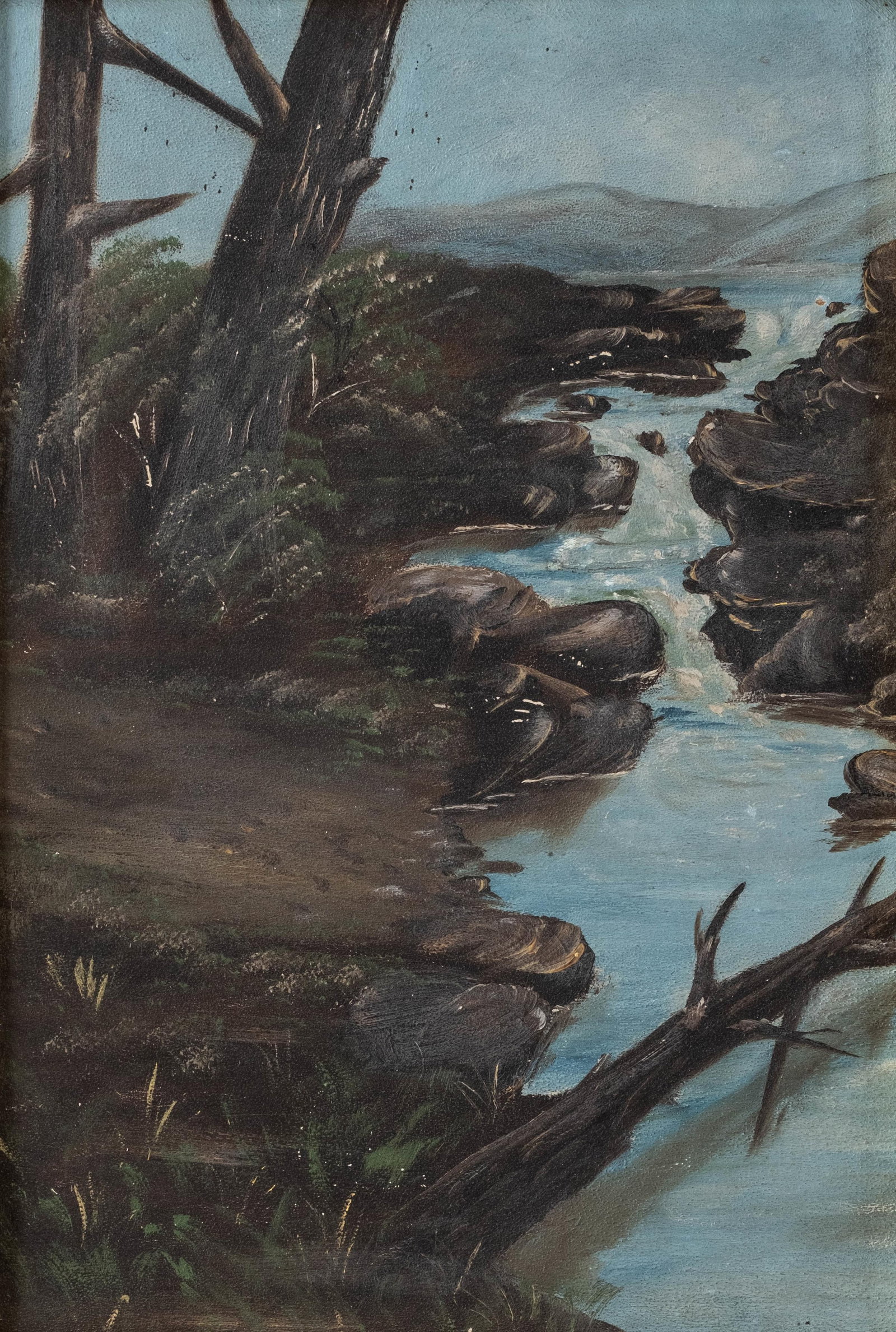 No Reserve- Pair of Late 19th Century Primitive Landscape Oil Paintings - 3